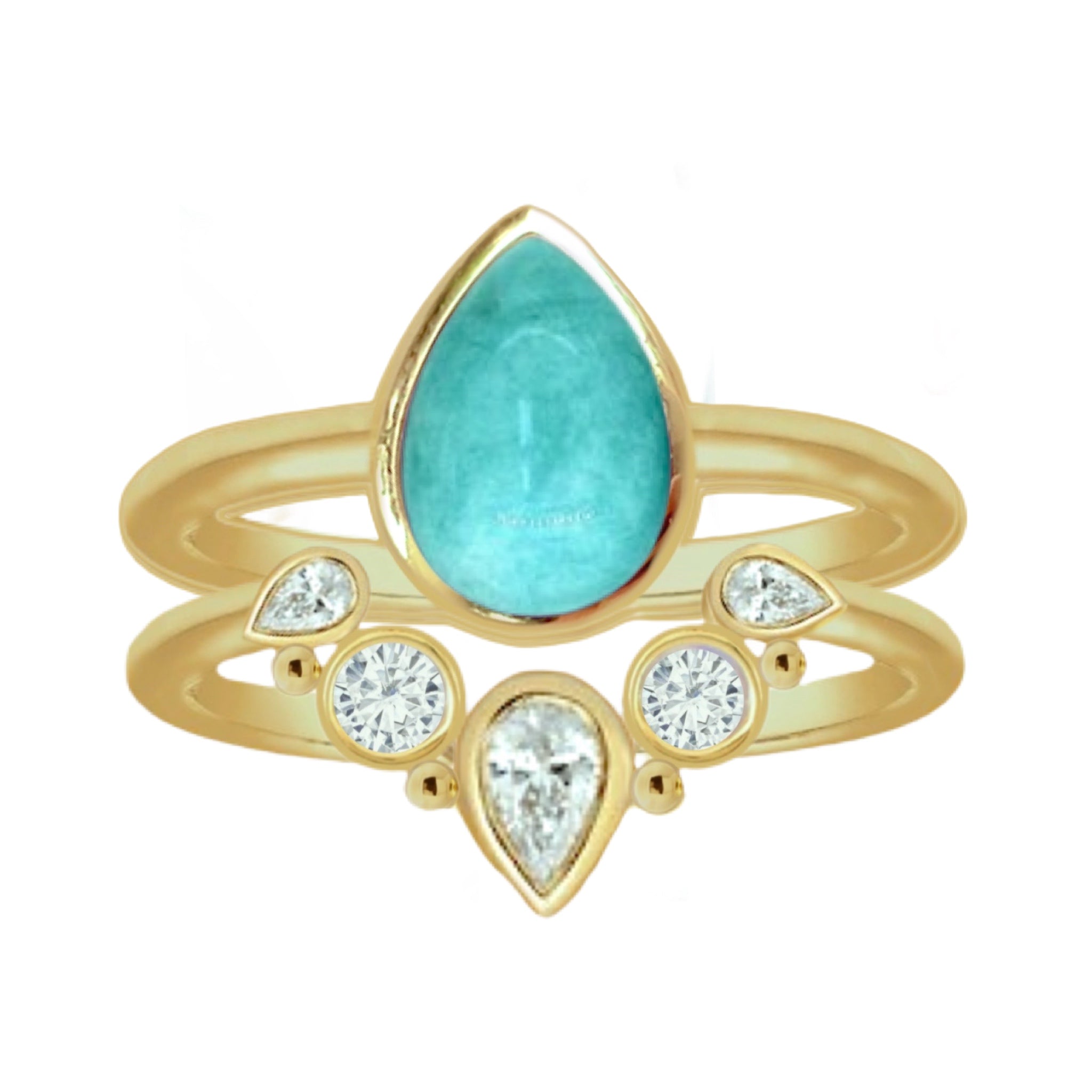 Laihas Queen of Cups Gold Topaz & Amazonite Ring Set – Elegant Jewelry for Women, Perfect for Weddings, Parties & Special Occasions