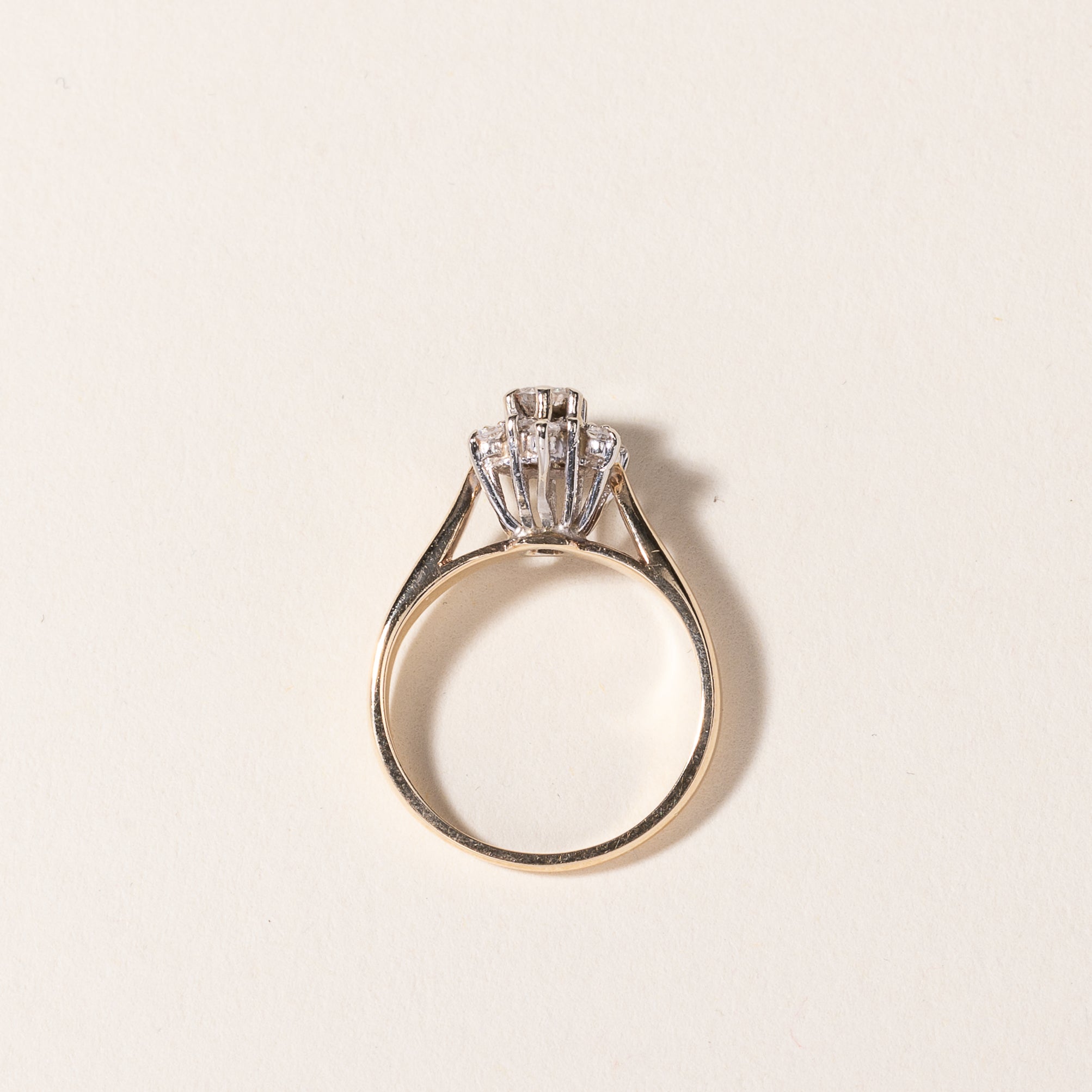 14K Yellow Gold Cluster Diamond Ring - 0.39 Carat Total Weight (CTW) - Size 4.75 - Elegant Wedding Band, Anniversary Gift for Her, Everyday Luxury Jewelry