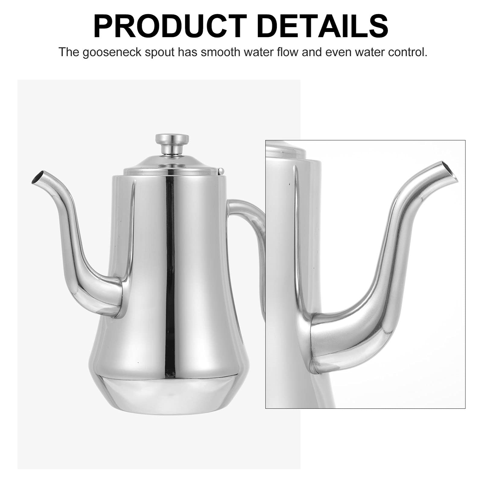 Hemoton 1Pc Stainless Steel Gooseneck Kettle - Stovetop Teapot, Espresso Pour Over Coffee Maker, Oil & Vinegar Dispenser, Milk Jug for Home Kitchen & Barista Use - Perfect for Coffee Brewing, Tea Making & Cooking Oil Pouring