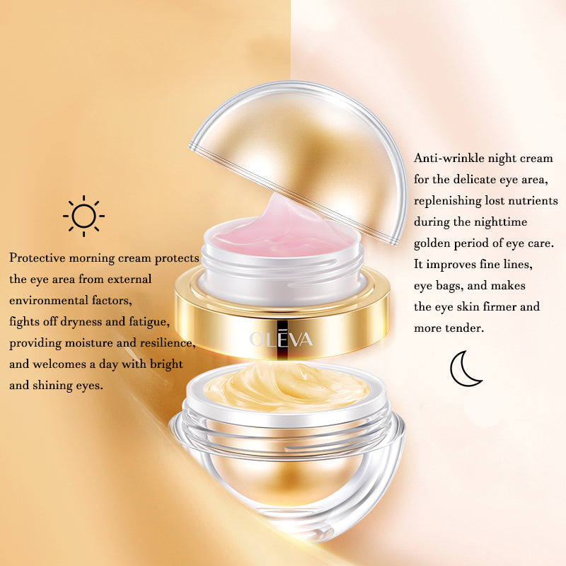 Oleva Anti-Aging Eye Cream for Dark Circles & Puffiness - AM & PM Eye Contour Serum with Hyaluronic Acid & Vitamin C - Perfect for Night Routine & Morning Skincare