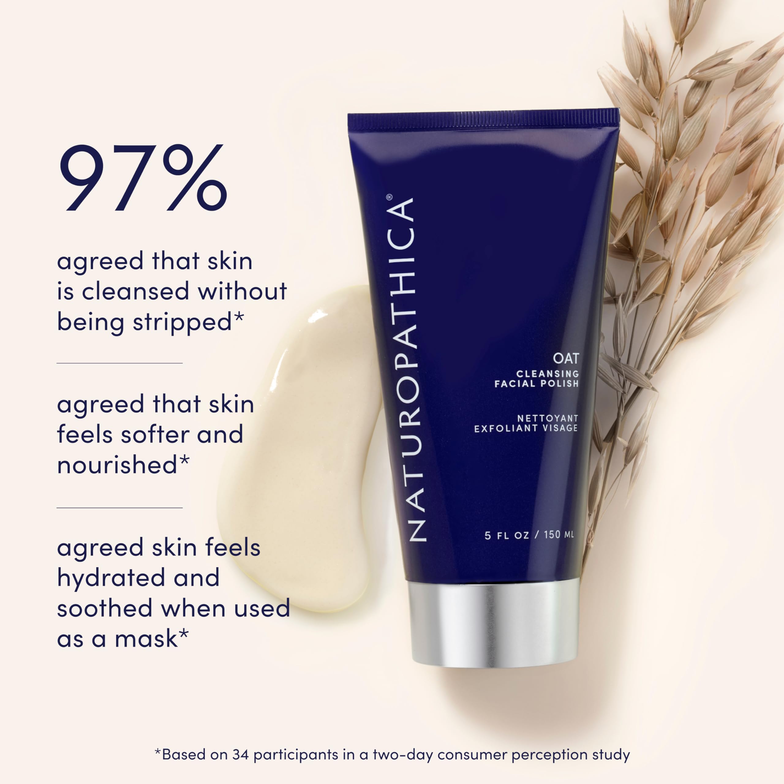 Naturopathica Oat Cleansing Facial Polish - Gentle Exfoliating Face Scrub & Mask for Men & Women | 2 fl oz Travel Size | Perfect for Daily Cleansing, Deep Pore Treatment & On-The-Go Skincare