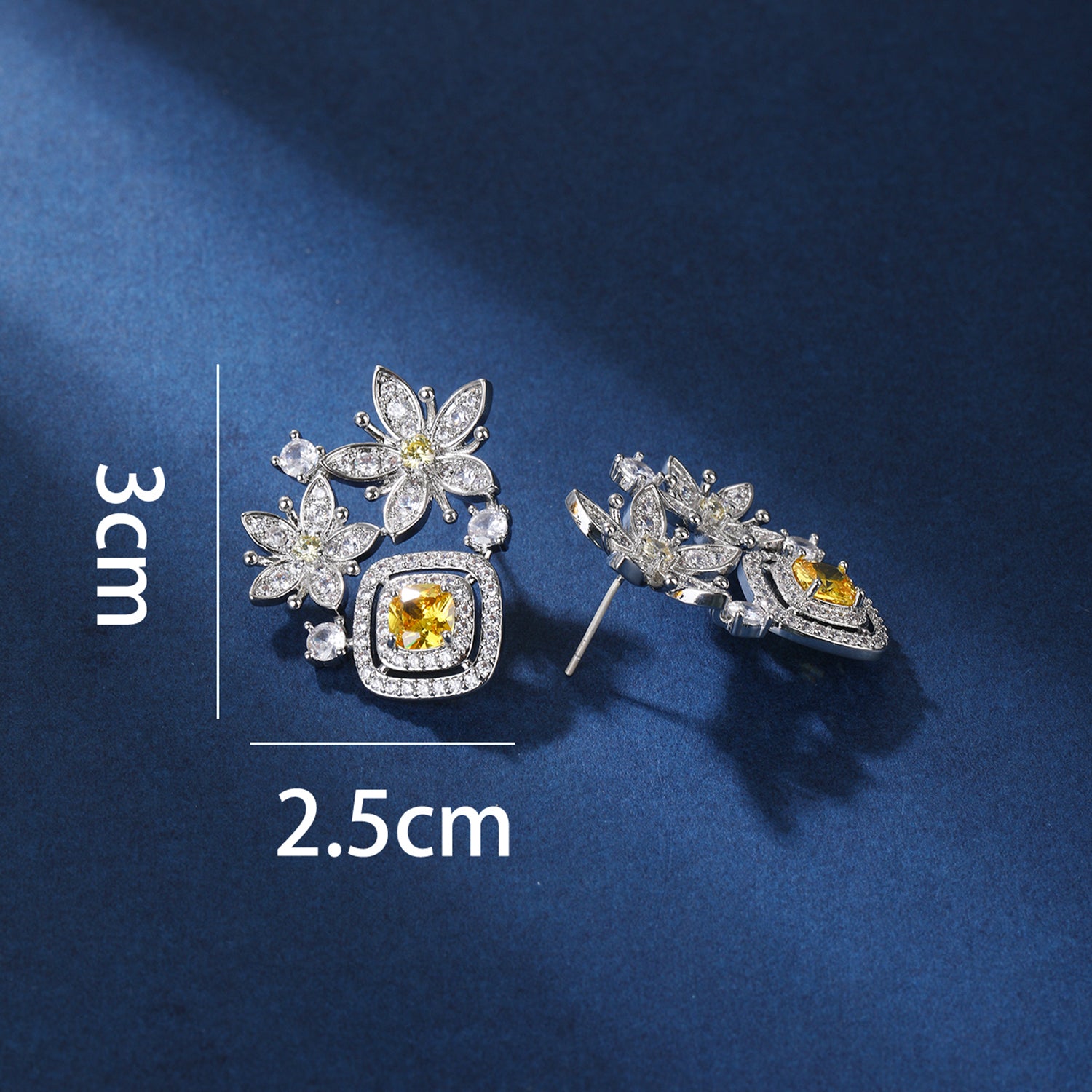 Cubic Zirconia Flower Stud Earrings for Women - Wedding Jewelry, Bride Gift, Birthday Party Accessories - Perfect for Bridal Shower, Anniversary & Special Occasions