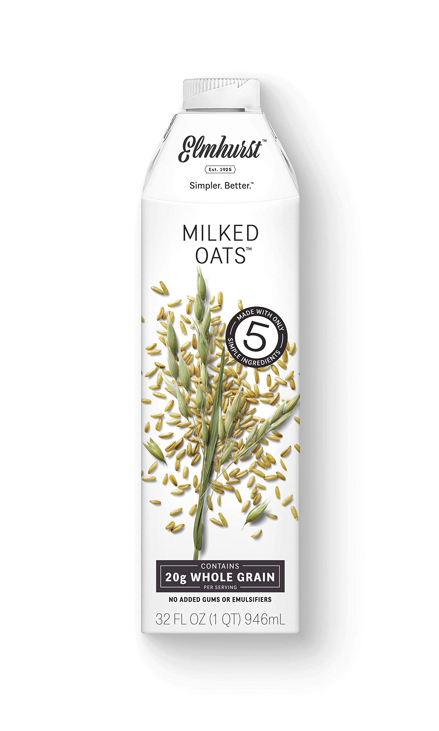 ELMHURST Milked Oats - 32 Fl Oz (Pack of 1) | Dairy-Free Oat Milk for Coffee, Cereal & Smoothies | Vegan, Gluten-Free Plant-Based Milk Alternative