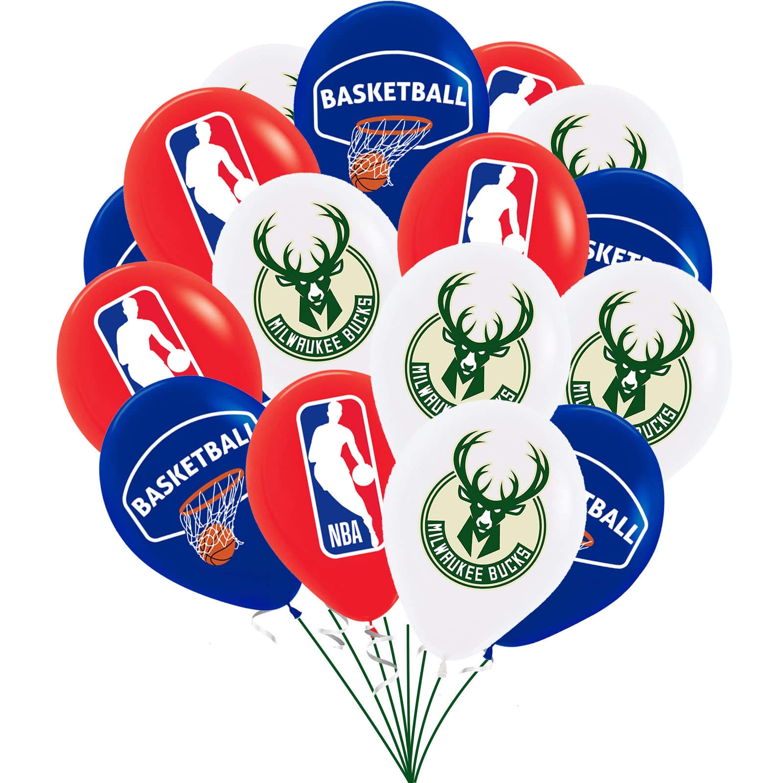 CYMYLAR NBA Milwaukee Bucks Basketball Latex Balloons - Sports Themed Party Decorations for Boys Birthday, Game Day & Basketball Celebration Supplies - Perfect for Birthday Parties, Sports Events & Team Fan Decor