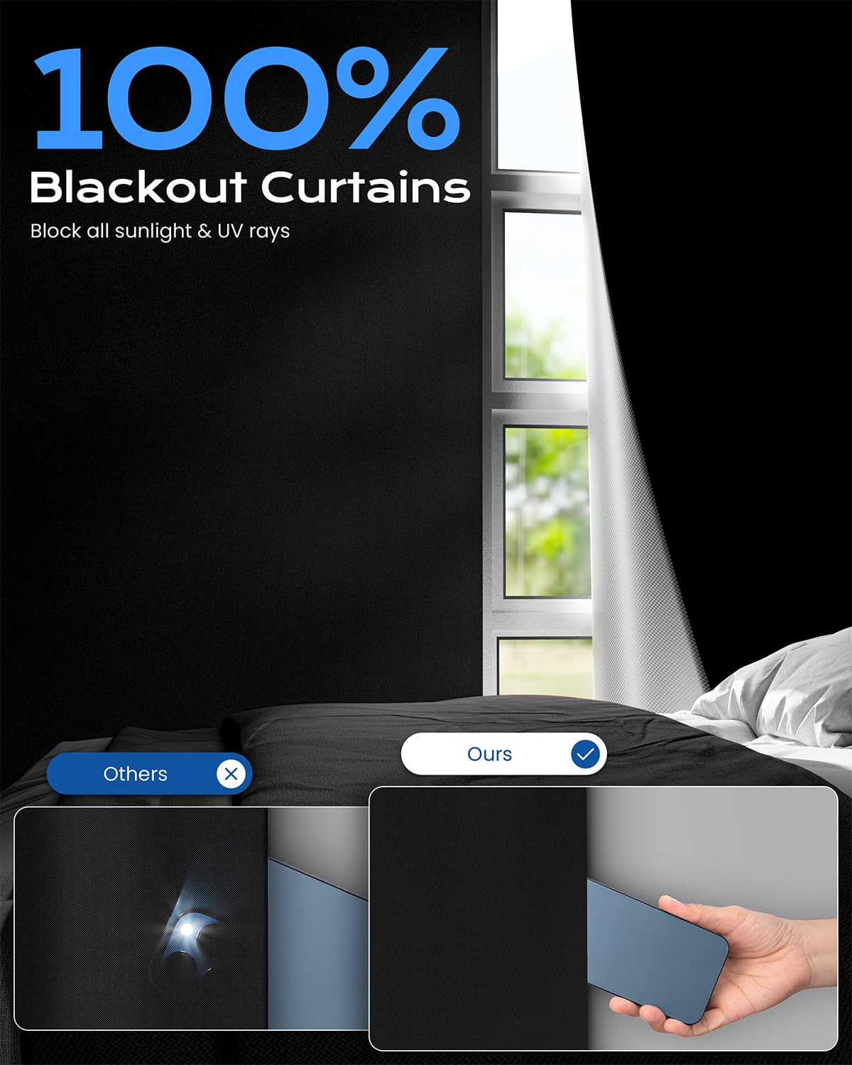 G-WACK Blackout Curtains - No-Drill Magnetic Snap Roller Shades, 100% Light Blocking Thermal Insulated Window Blinds for Bedroom, Nursery & Home Office (26x60 Inches, Black) - Perfect for Shift Workers, Light Sleepers & Home Theater Rooms