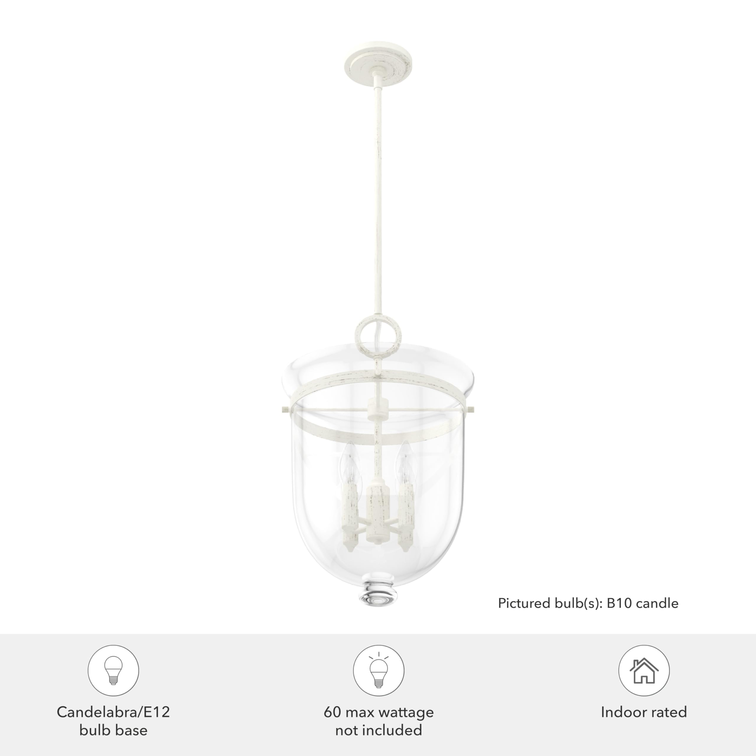 Hunter Fan Company 19314 Belltown Rustic White Pendant Light - Farmhouse Kitchen Island Lighting, Dining Room Chandelier, Bedroom Ceiling Fixture