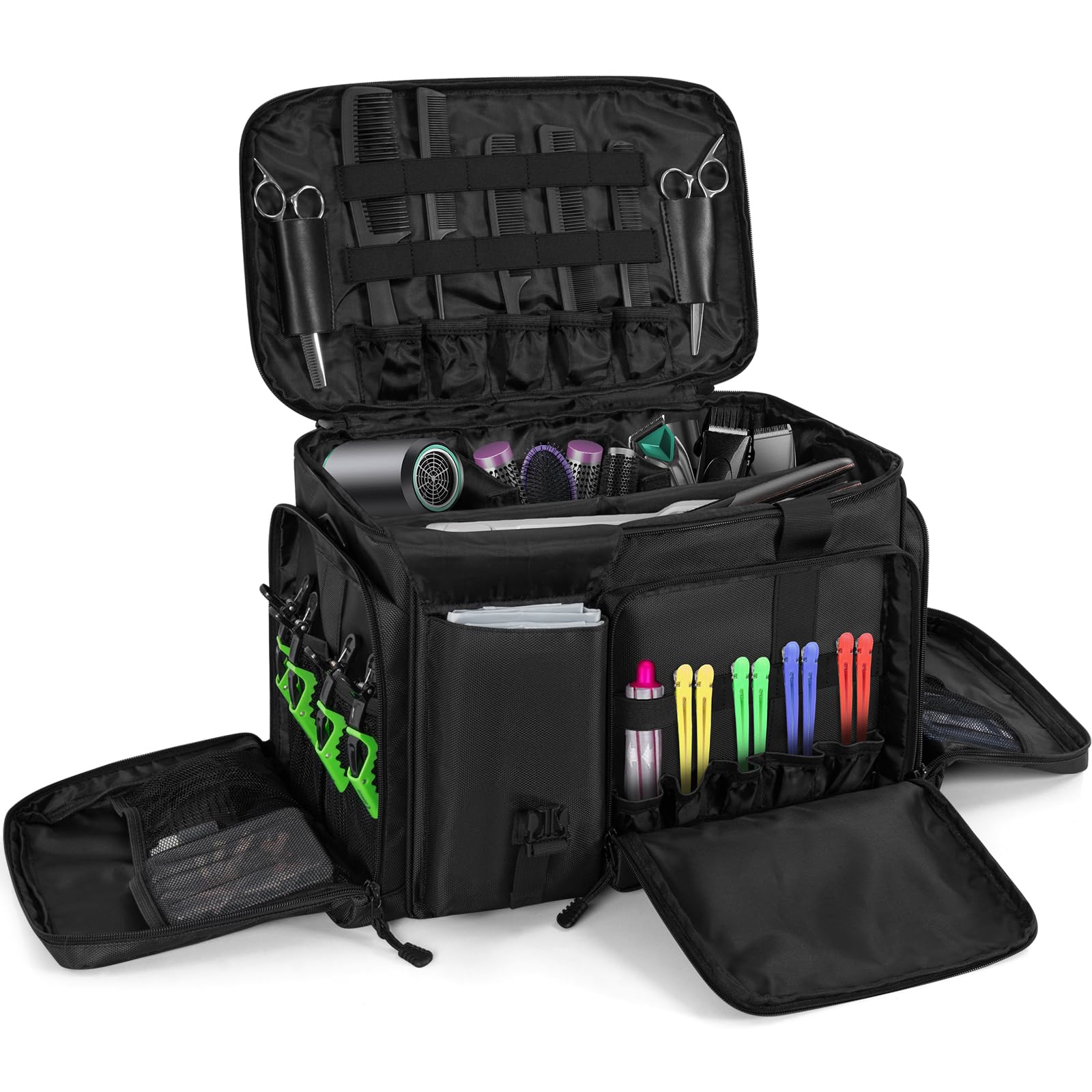 Professional Barber Hairdressing Bag with Adjustable Dividers - Travel Storage Organizer for Scissors, Clippers, Trimmers & Haircut Tools - Perfect for Salon Professionals & Mobile Barbers On-The-Go