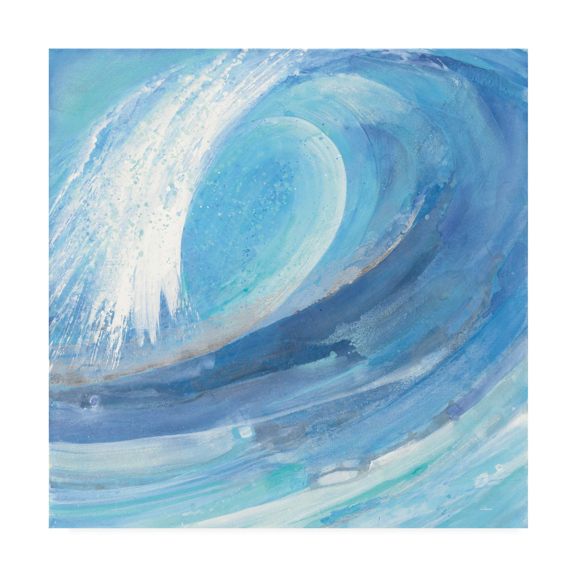 Surfs Up Waves by Albena Hristova - 18x18 Inch Premium Canvas Wall Art - Trademark Fine Art - Perfect for Beach House Decor, Coastal Living Room & Ocean Themed Bedroom