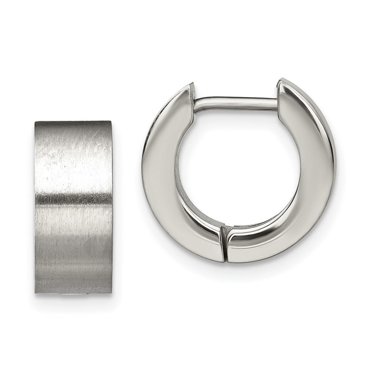 11mm Stainless Steel Brushed Satin Round Hinged Hoop Earrings for Women - 5mm Thick Hypoallergenic Jewelry | Perfect for Everyday Wear, Office & Special Occasions