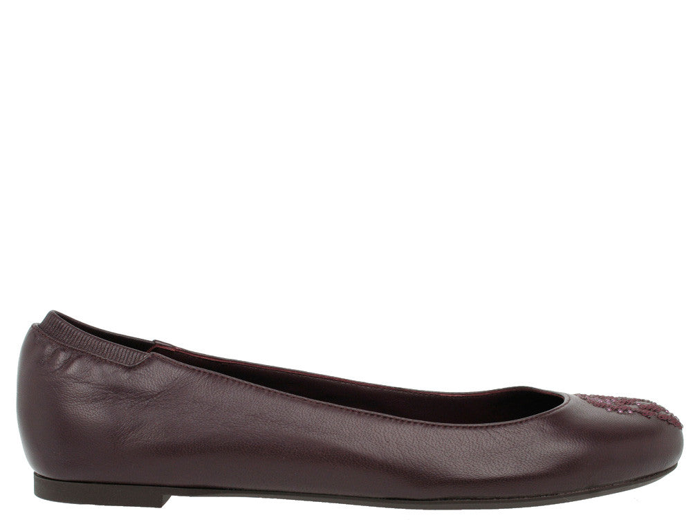 Sequin Skull Ballerina Flats for Women - Oxblood Red Comfortable Ballet Shoes for Casual Wear & Party Outfits
