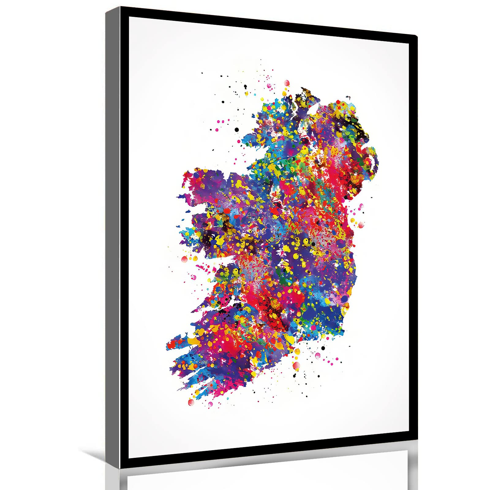 12x16 Inch Framed Canvas Wall Art - Irish Map Painting for Home, Bedroom & Bathroom Decor | Perfect Wedding Gift & Housewarming Present | Modern Framed Poster for Wall Decor
