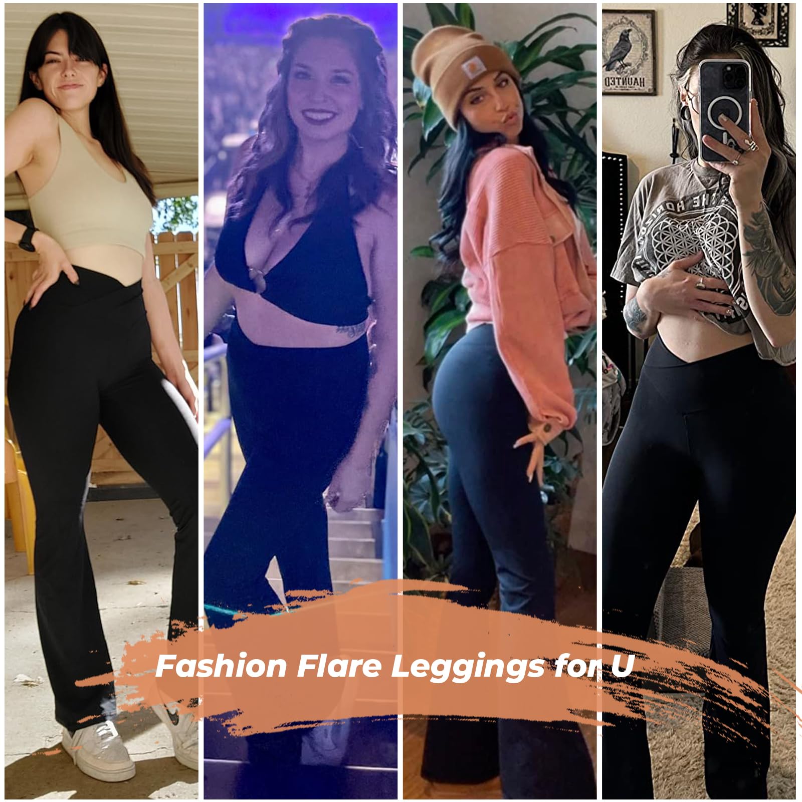 Women's High-Waisted Black Flare Leggings - Crossover Yoga Pants with Bootcut Design for Gym, Workout & Casual Wear | Perfect for Yoga, Pilates, Running and Everyday Fashion
