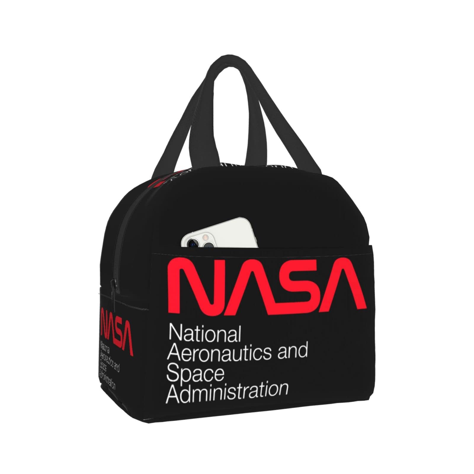 **Dazhenfzd Insulated Lunch Box Cooler Tote Bag - Reusable & Leak-Proof for Adults, Women, Men, Teens - NASA Worm Logo Design - Perfect for Work, Hiking, Picnics, School & Outdoor Activities - Black, One Size**