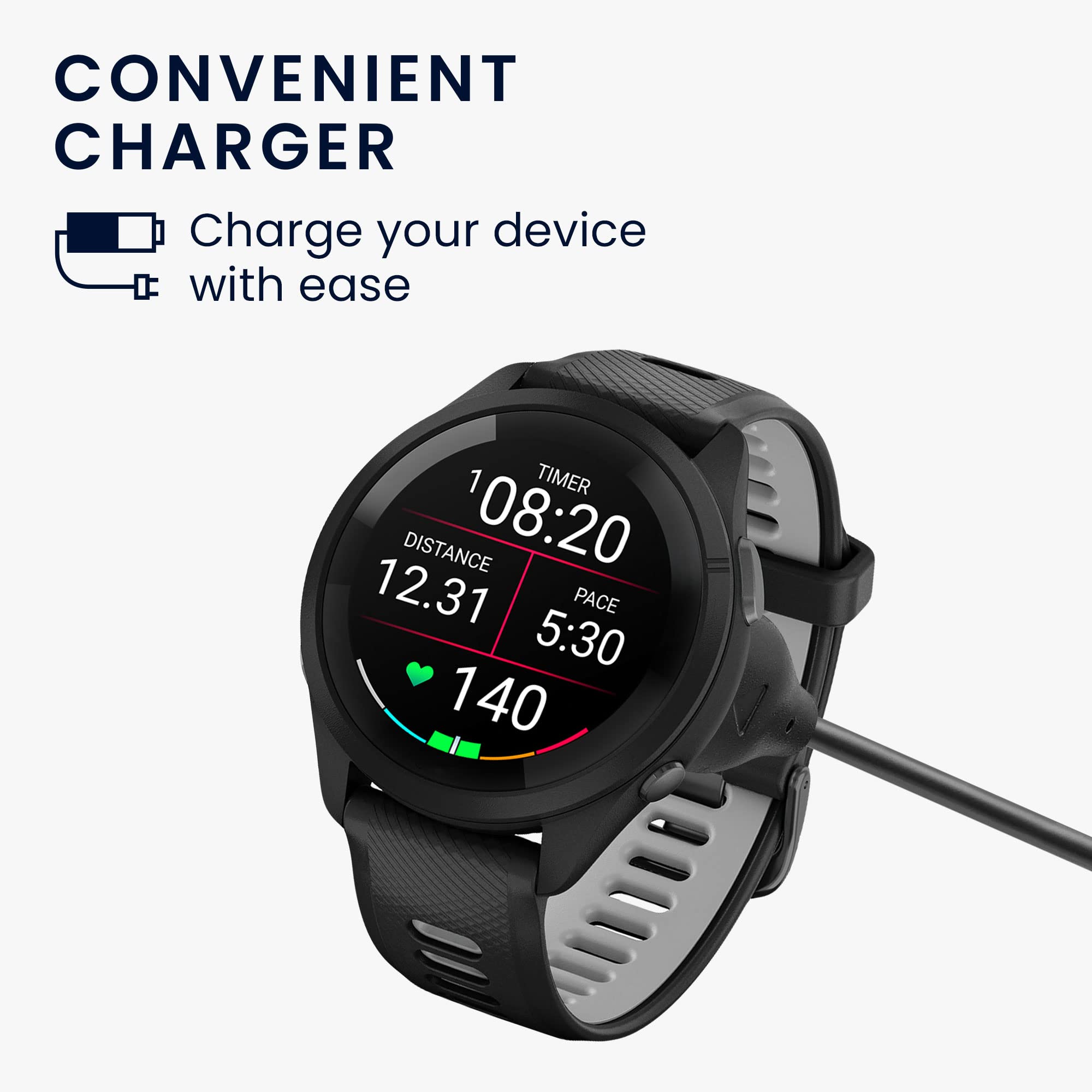 kwmobile USB-C Charger Cable for Garmin Forerunner 265/265S/965 Smartwatch - Fast Charging Power Cord - Perfect for Running, Workouts & Travel - Black