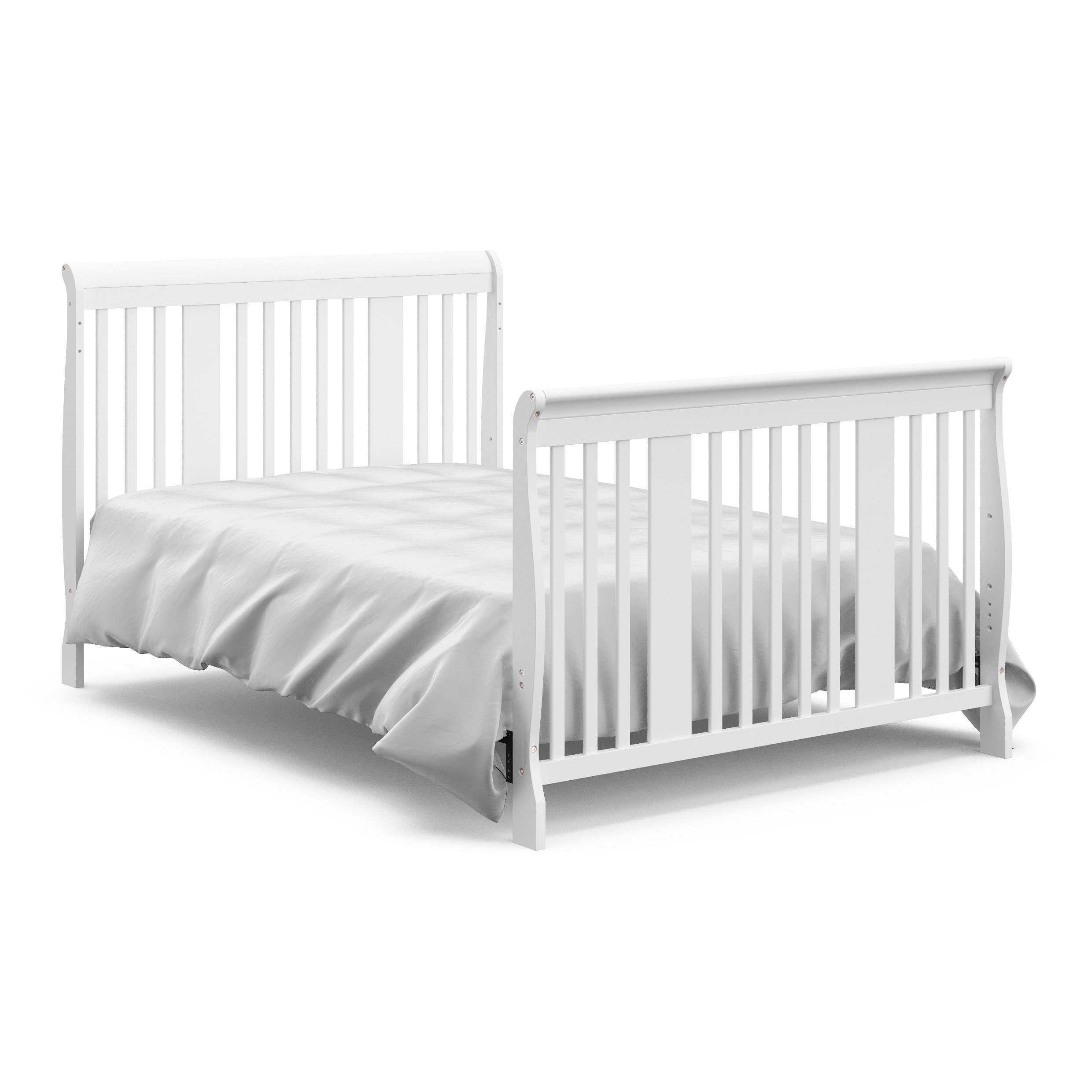Storkcraft Tuscany 4-in-1 Convertible Crib in White | Toddler Bed, Daybed & Full Size Bed Conversion | 3-Level Adjustable Height | Nursery & Kids Room Furniture (Mattress Not Included) | Perfect for Newborns to Teens Growing Needs