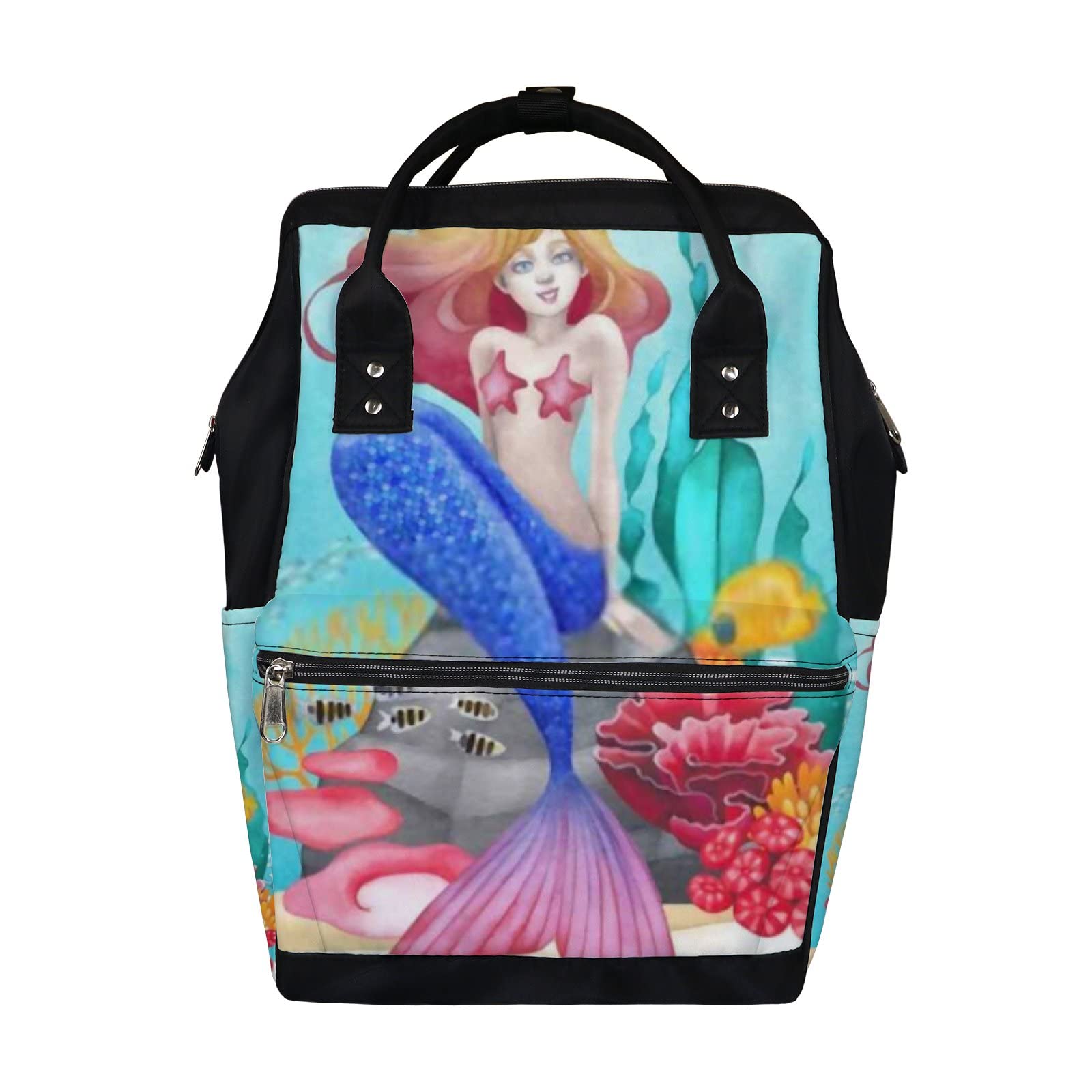 Waterproof Mermaid Blue Tail Diaper Backpack - Large Capacity Baby Nappy Changing Bag with Laptop Compartment for Travel | Durable & Stylish Unisex Diaper Bag for Women & Men | Perfect for Parenting Outings, Beach Trips and Daily Commutes