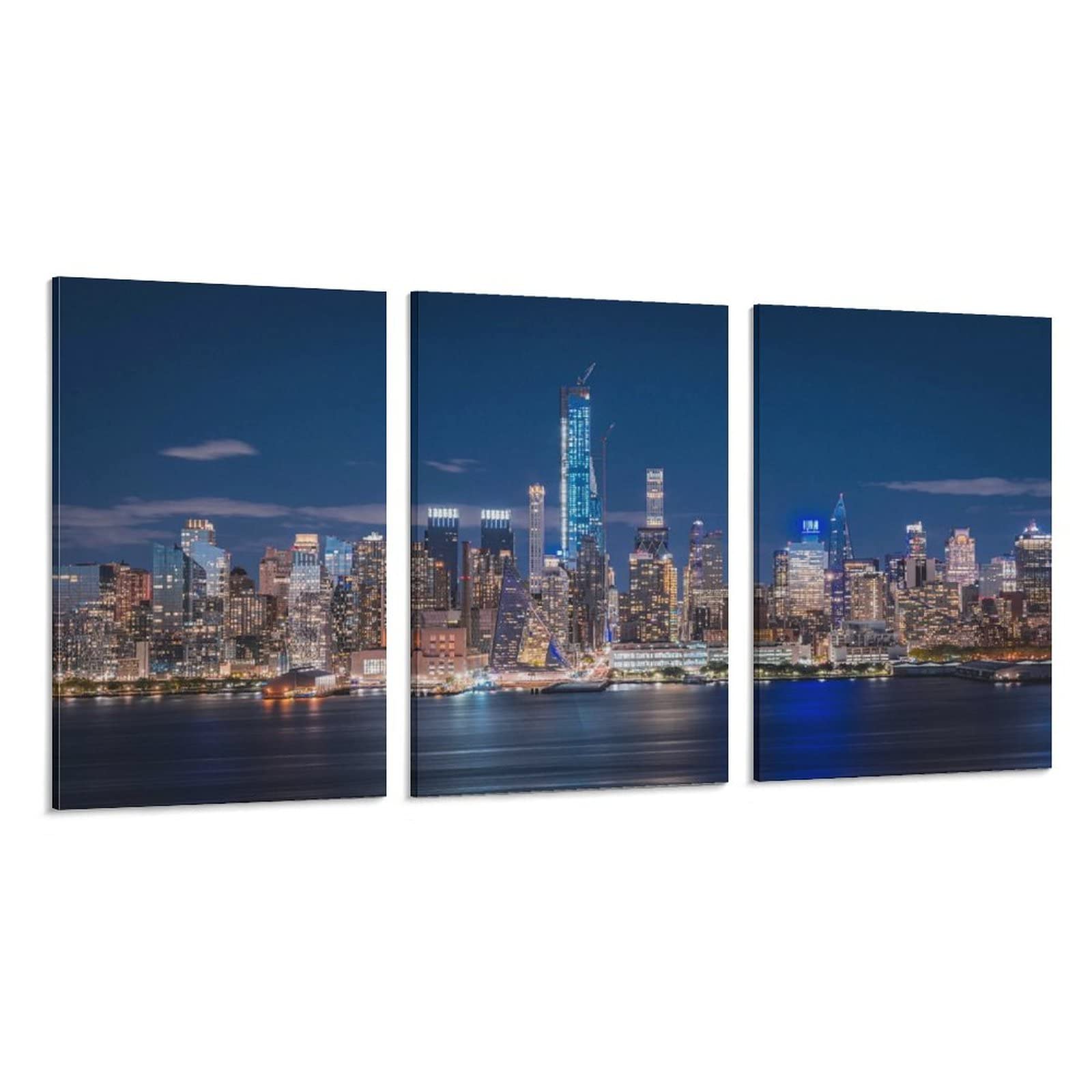 New York City Manhattan Panorama Landscape Poster - 3-Piece Puzzle Wall Art for Home Decor, 24x36 Inch (60x90cm) - Perfect for Bedroom, Living Room & Office Wall Decor