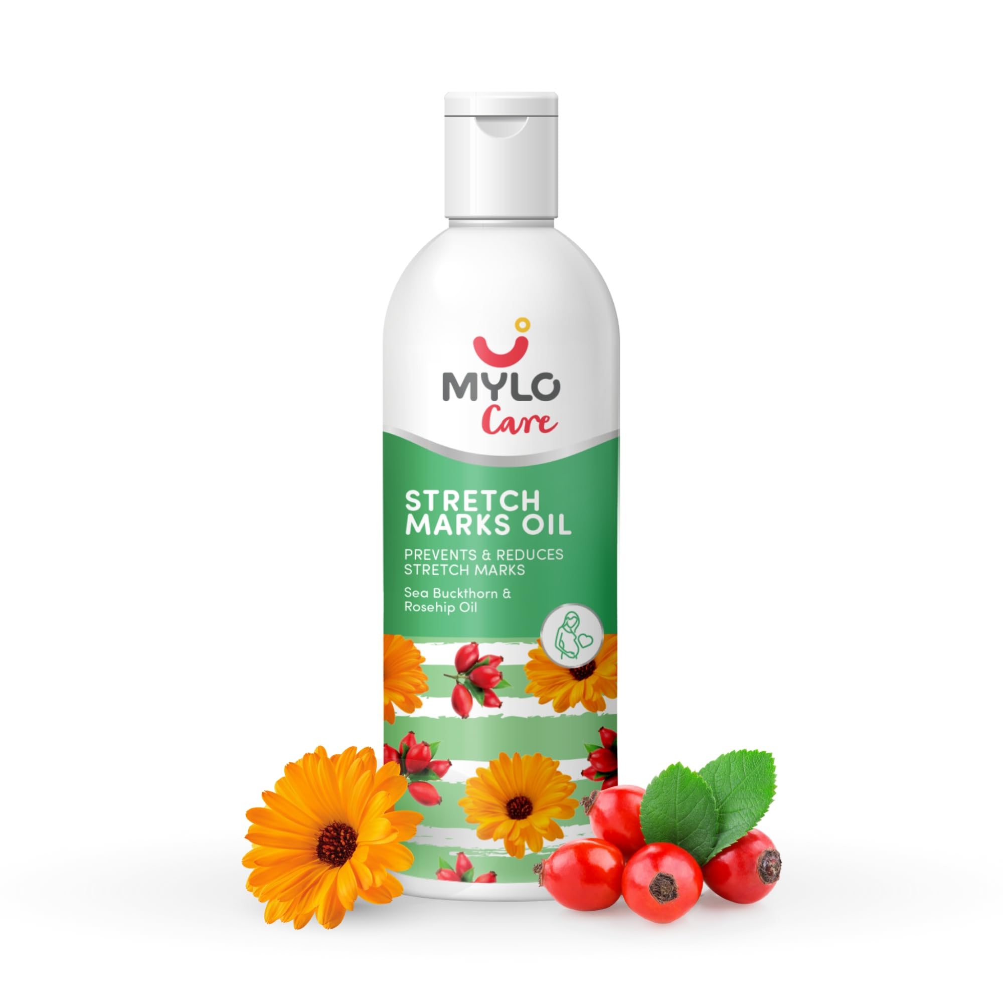 **Mylo Care Stretch Marks Oil with Sea Buckthorn, Rosehip, Argan & Coconut Oil – Vitamin E Oil for Scars & Stretch Mark Removal – Natural Skin Care Solution for Pregnant Women & Postpartum – 100ml – Perfect for Pregnancy, Postpartum & Daily Skin Hydration**
