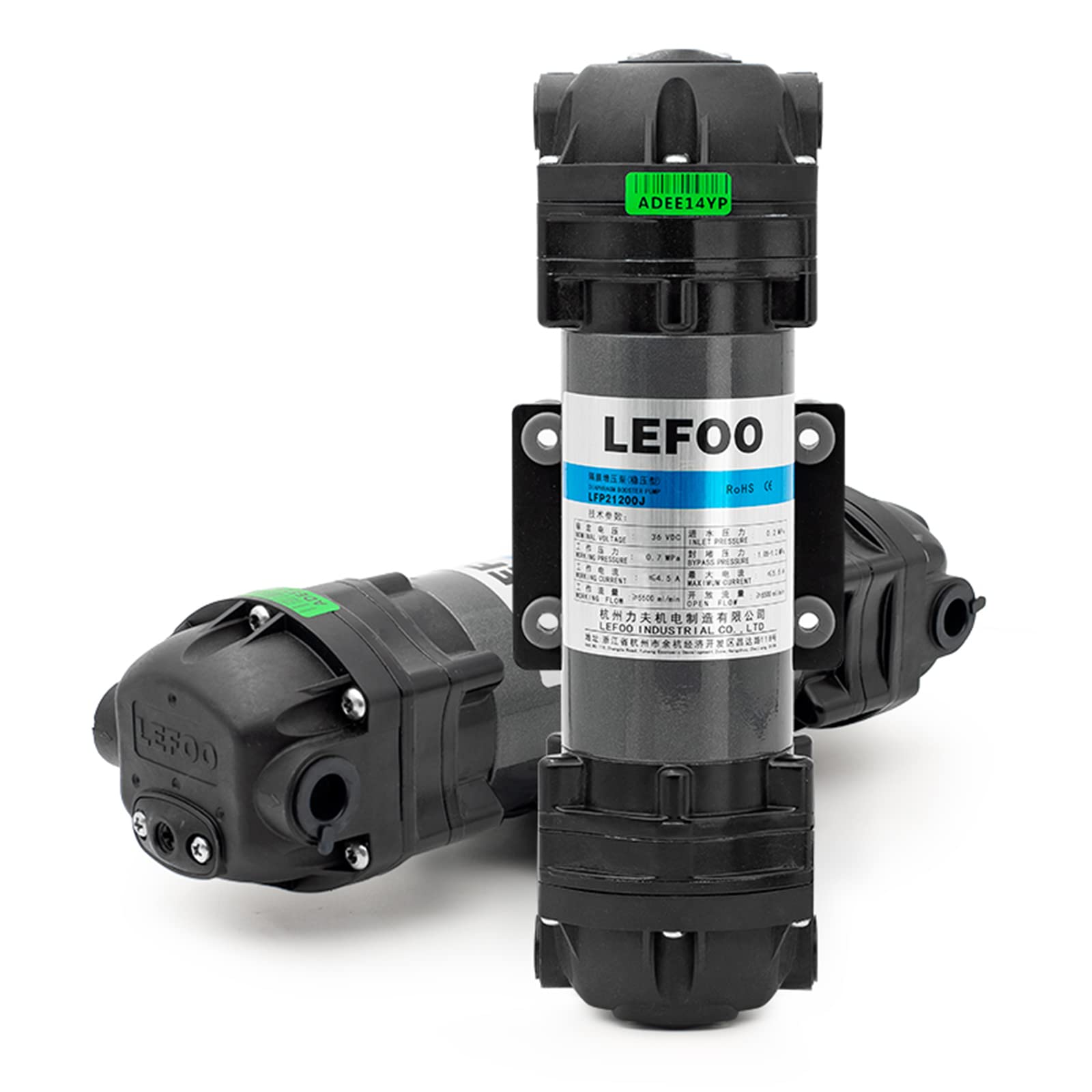 LEFOO 1200 GPD Small Diaphragm Water Pressure Booster Pump - 3/8