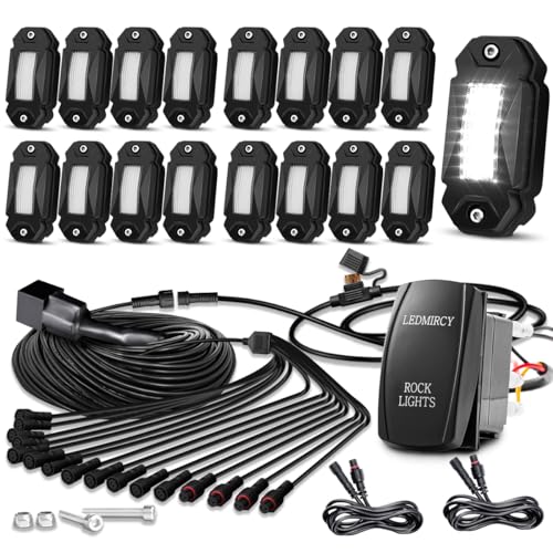 White Rock Lights Kit 16PCS with Rocker Switch