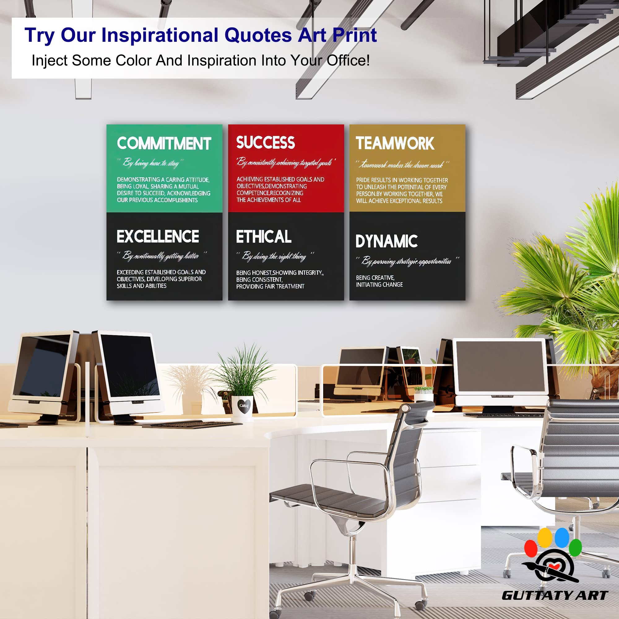 3-Piece Motivational Wall Art Set for Office & Home - Inspirational Quotes Canvas Prints (20”x30”x3) - Positive Affirmation Posters for Workplace, Living Room & Bedroom Decor