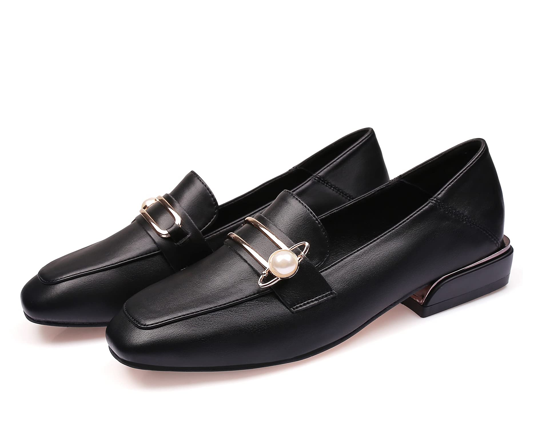 Mininshion Women's Penny Loafers Casual Flats with Low Heel - Black Size US 9.5 | Comfortable Slip-On Shoes for Office, Walking & Daily Wear