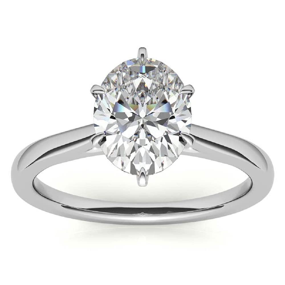 3 CT Oval Moissanite Engagement Ring for Women - Vintage Wedding Band with 4-Prong Solitaire Setting in Sterling Silver - Perfect for Anniversary, Promise, or Proposal Gift (Ideal for Romantic Occasions & Special Moments)