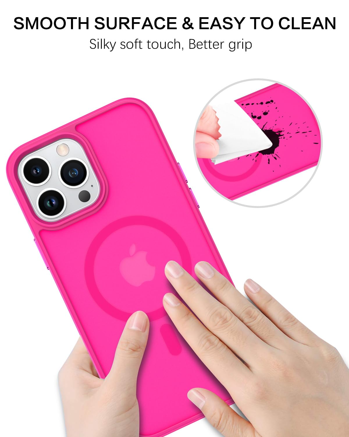 BENTOBEN iPhone 13 Pro Max Case (6.7 Inch) - Magnetic Slim Protective Cover Compatible with MagSafe | Shockproof Translucent Matte Finish | Hot Pink | Perfect for Work, Travel & Everyday Use