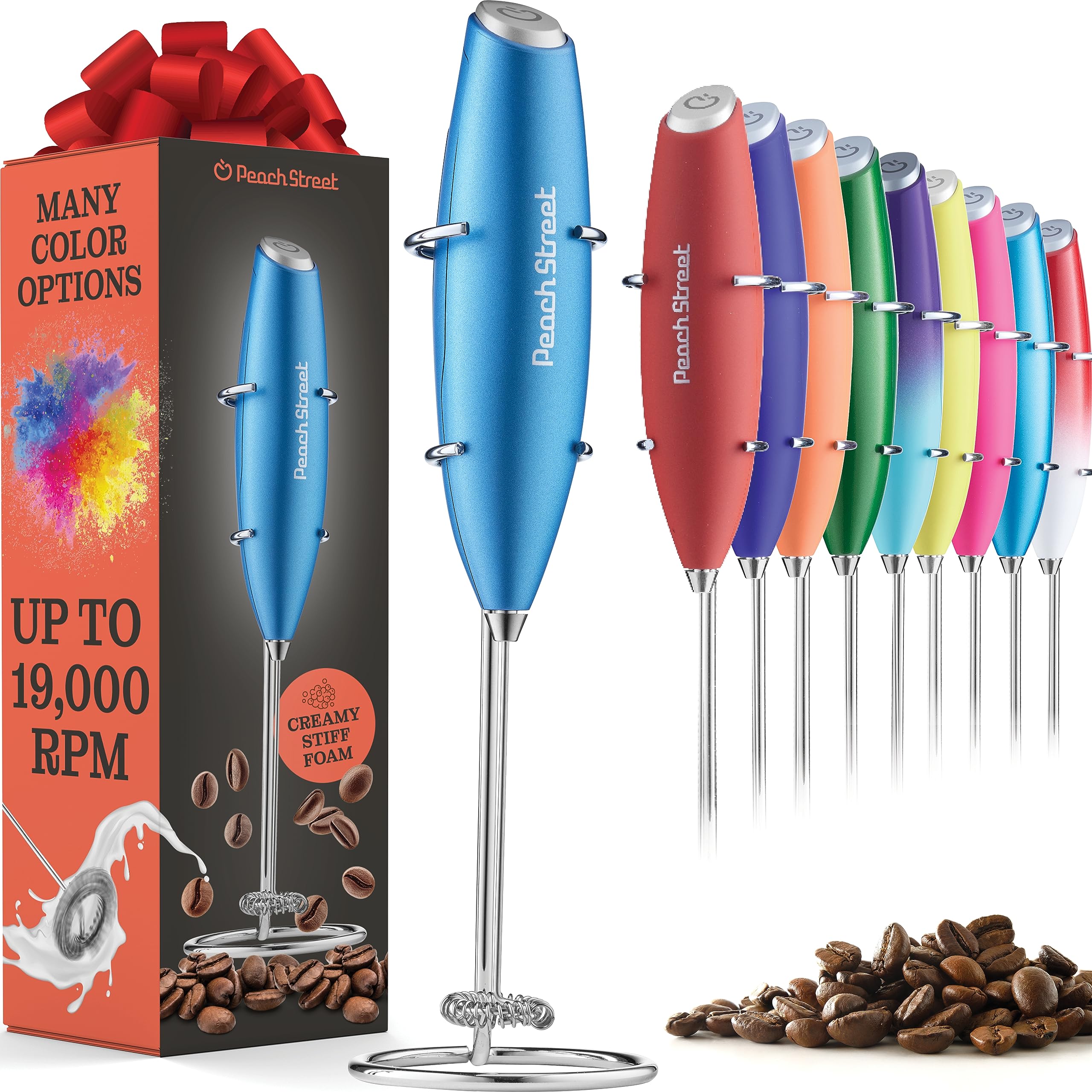 Premium Handheld Milk Frother - Battery Operated Stainless Steel Drink Mixer with Stand | Mini Milk Foamer for Coffee, Latte & Hot Chocolate | Perfect for Home, Office & Cafe Use