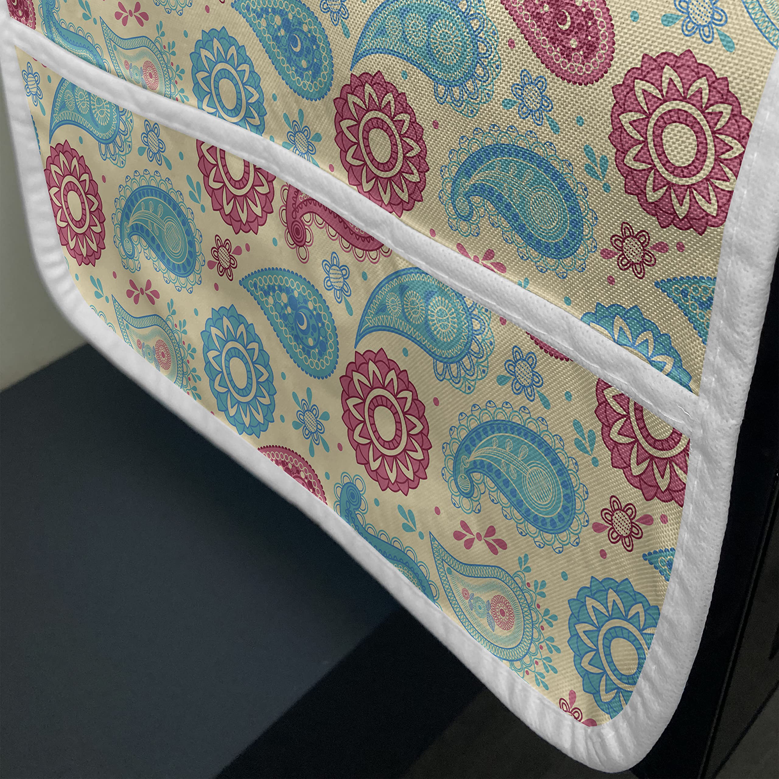 Ambesonne Retro Paisley Microwave Cover - Waterproof Kitchen Organizer with Pockets, 36