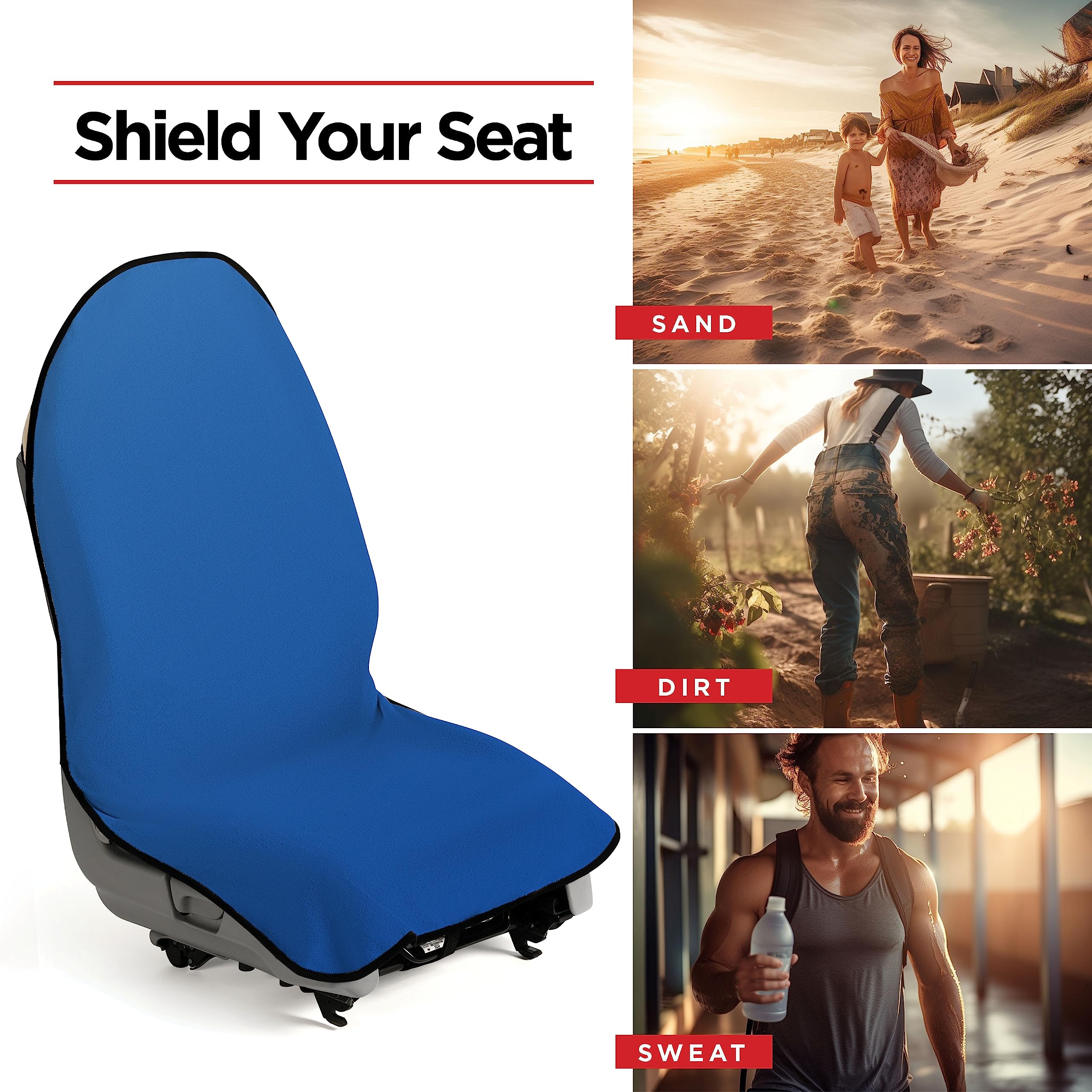 Lebogner Waterproof Sweat Towel Car Seat Cover - Quick Dry Gym Towel for Workout, Running, Swimming, Beach & Hiking - Non-Slip Car Seat Protector (Blue) | Perfect for Post-Exercise, Travel & Outdoor Activities