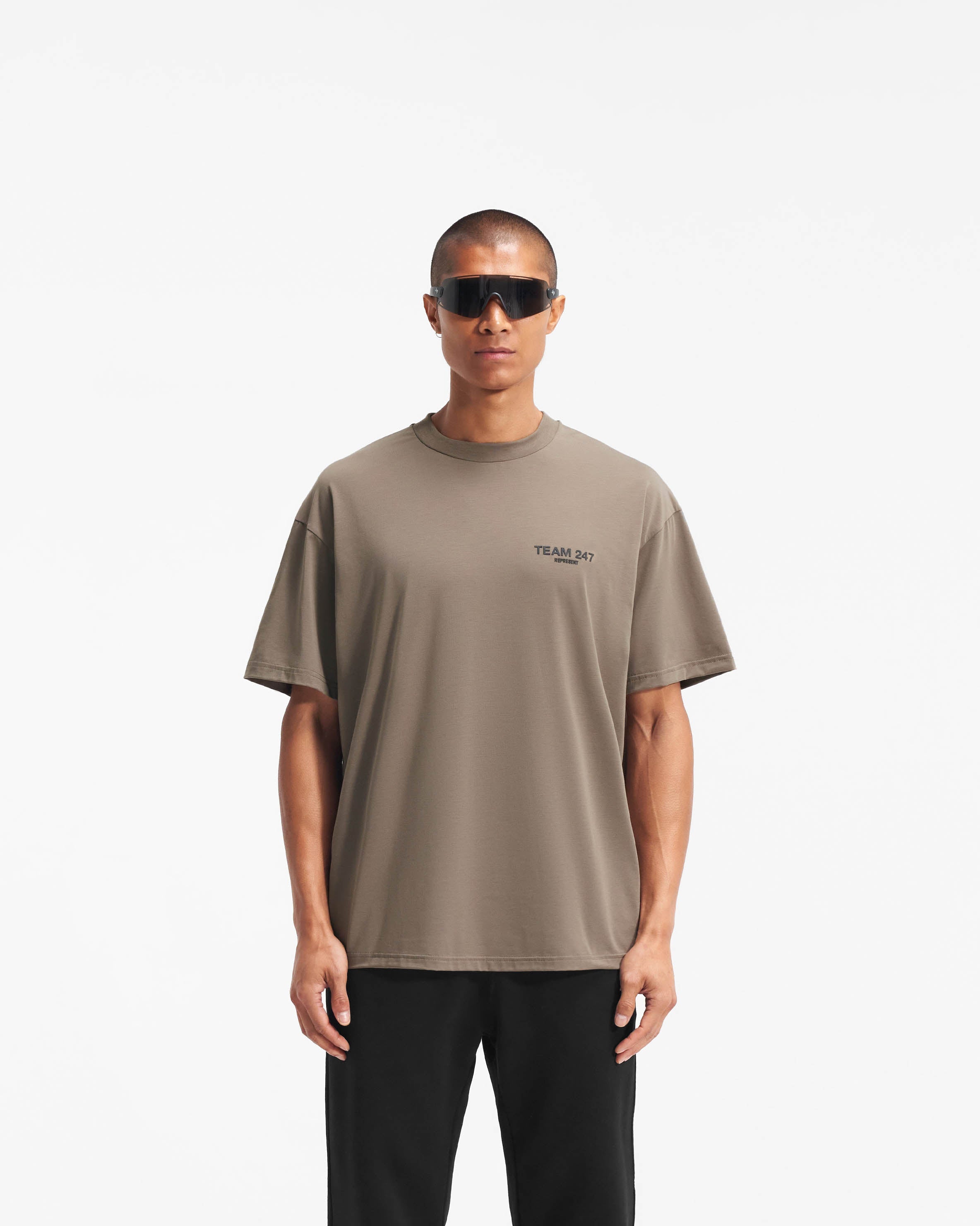 Team 247 Oversized T-Shirt for Men - Army Green Casual Comfort Fit Cotton Tee - Perfect for Gym, Lounge & Streetwear