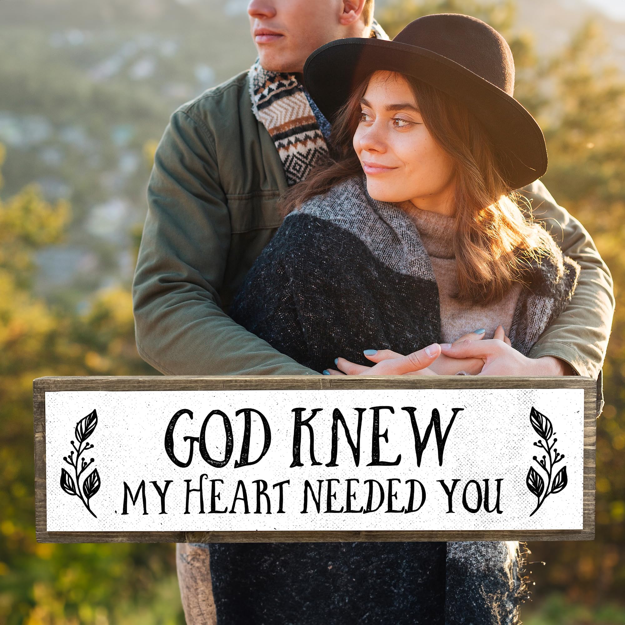 God Knew My Heart Needed You - Rustic Wooden Sign with Metal Accents - Wedding Table Centerpiece Decor - Bride & Groom Gift - Mr and Mrs Banner - Perfect for Bridal Showers, Wedding Receptions & Anniversary Celebrations