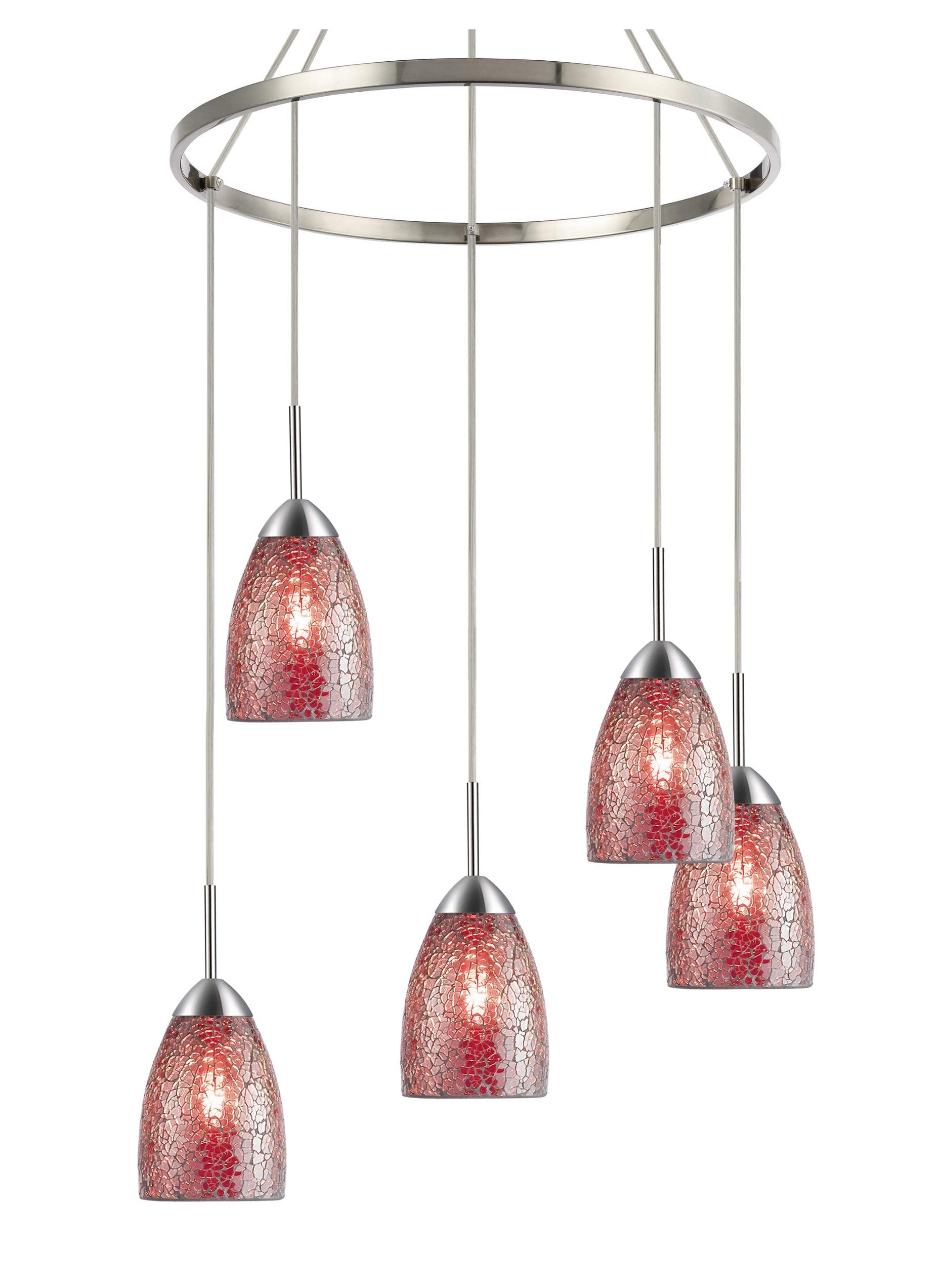 13228STN-M20RDD Modern Chandelier Light Fixture in Satin Nickel Finish - Elegant Ceiling Lighting for Dining Room, Bedroom, or Living Room Decor