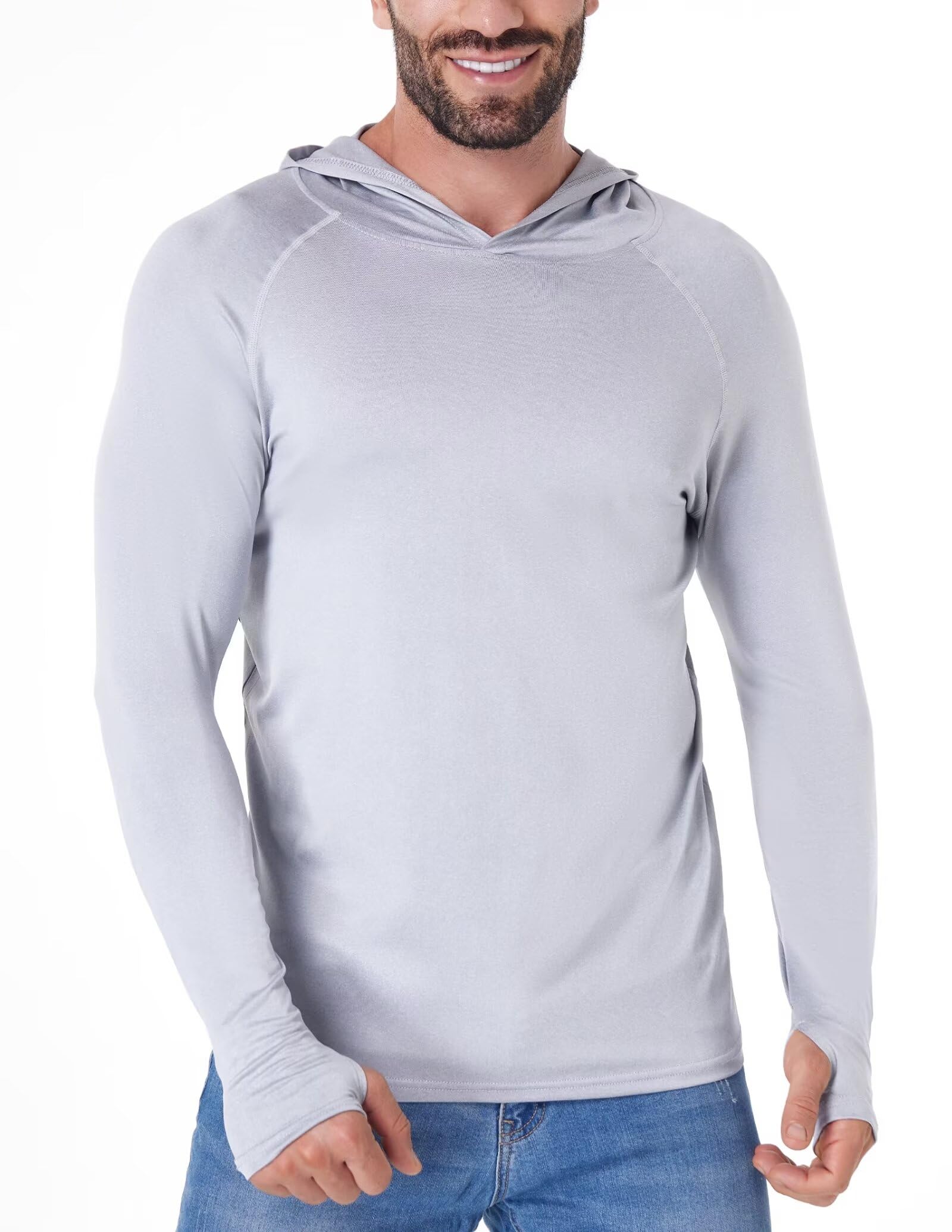 OYGSieg Men's UPF 50+ Sun Protection Hoodie - Lightweight Long Sleeve Athletic Shirt for Fishing, Hiking & Outdoor Activities | SPF UV Rash Guard for Men