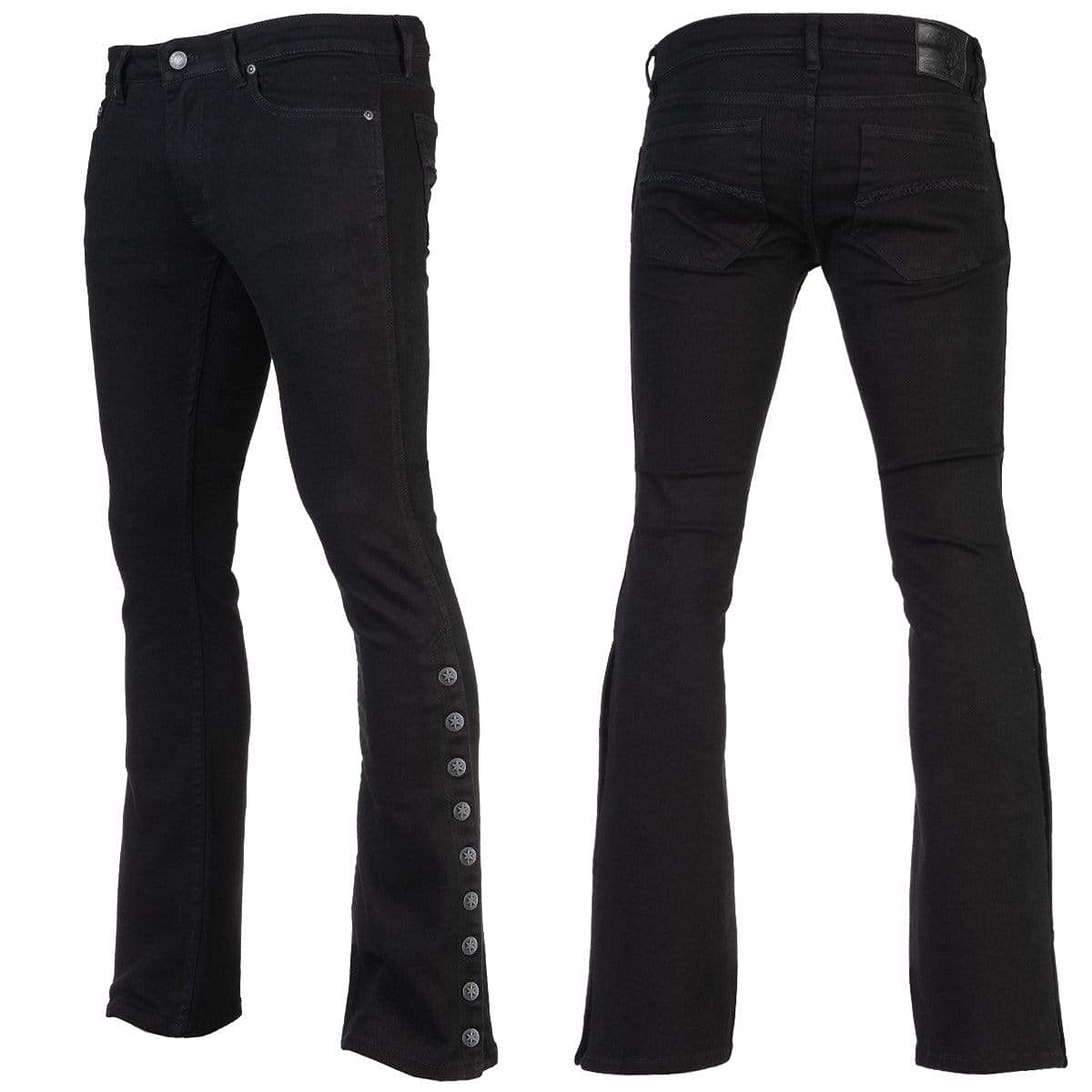 Wornstar Hellraiser Side Button Jeans for Men - Black Distressed Denim Pants with Unique Side Button Design | Perfect for Casual Wear, Street Style & Rocker Fashion