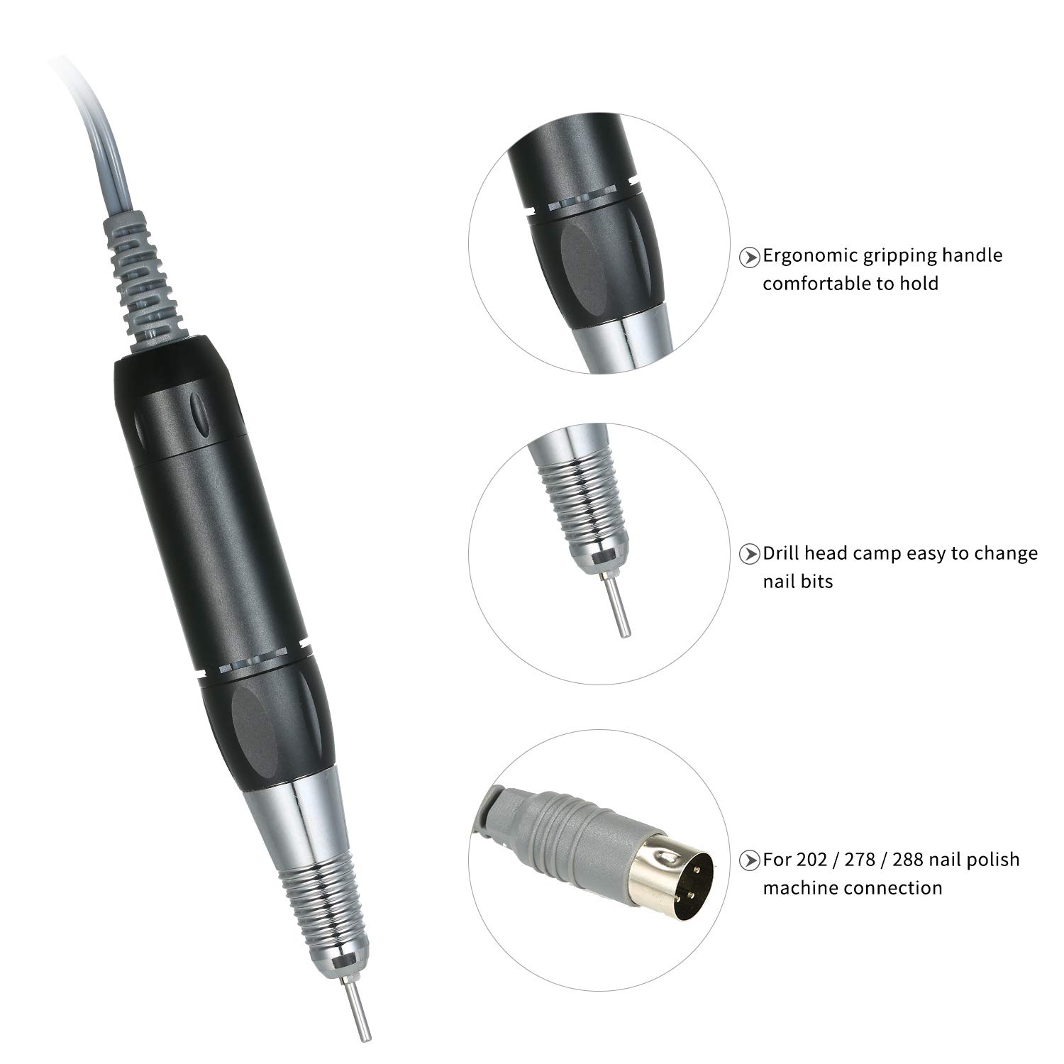 Ubersweet® Professional Electric Nail Drill Kit - Cordless Nail Art Pen for Manicure & Pedicure, Nail File Polish Grinder with 6 Bits - Perfect for Salon & Home Nail Care