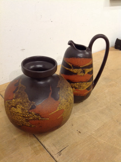 2 Piece Ceramic Vase & Pitcher Set - Handcrafted Home Decor for Living Room, Dining Table, and Wedding Centerpieces
