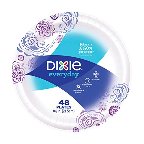 DIXIE Everyday Disposable Paper Plates, 8.5 Inch (21.5 cm), 48 Count - Perfect for Parties, BBQs, Picnics & Family Dinners