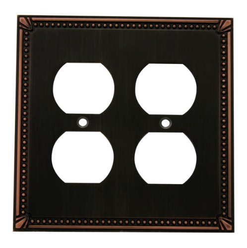 Cosmas 44013-ORB Oil Rubbed Bronze Double Duplex Electrical Outlet Wall Plate Cover - Standard Size, Durable Metal Faceplate for Home & Office Electrical Outlets, Perfect for Living Rooms, Bedrooms, and Kitchens
