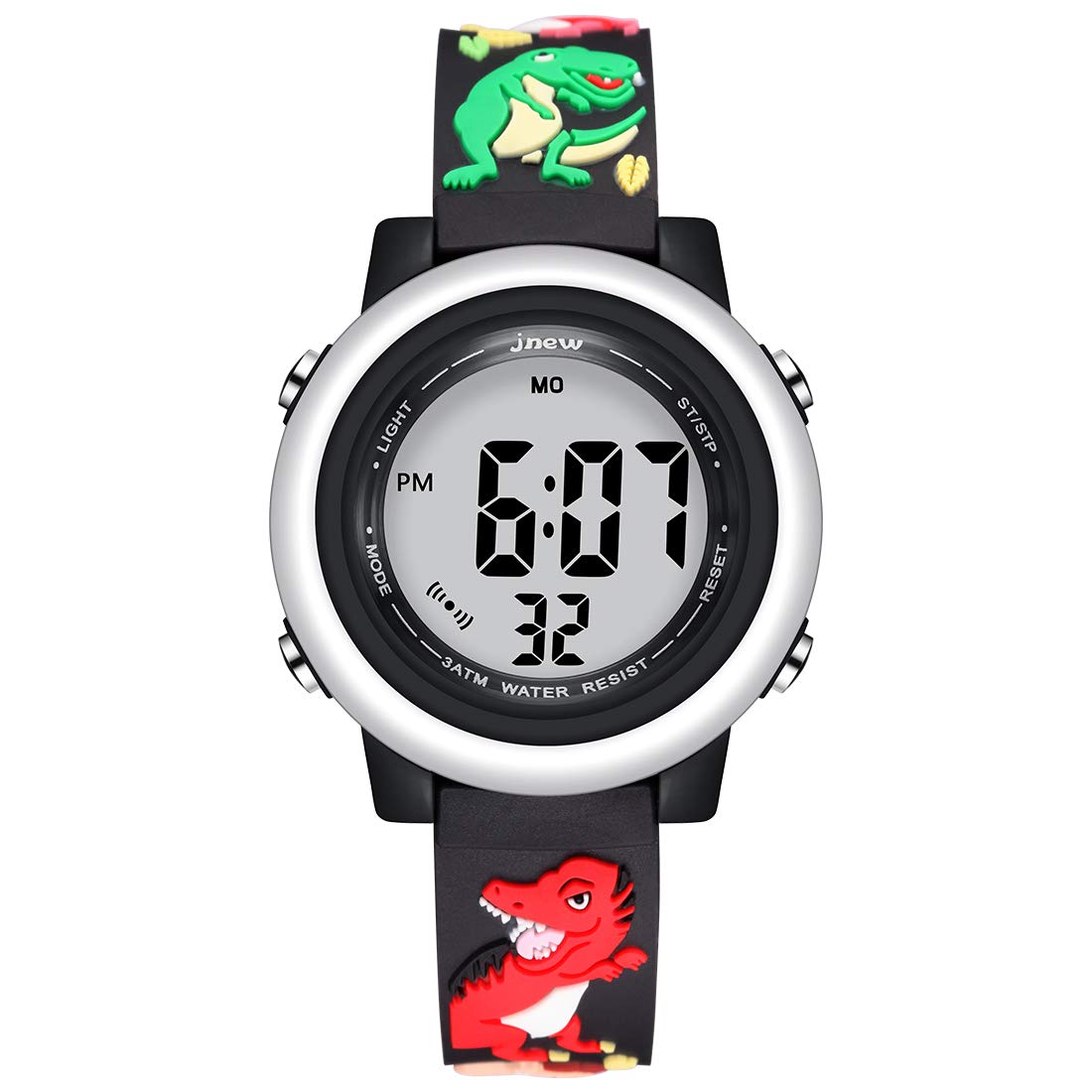 **Kids Digital Sports Watch for Boys & Girls - Waterproof LED Timer with 7-Color Backlight, 3D Cartoon Silicone Band - Perfect for Outdoor Play, Swimming & School Activities**