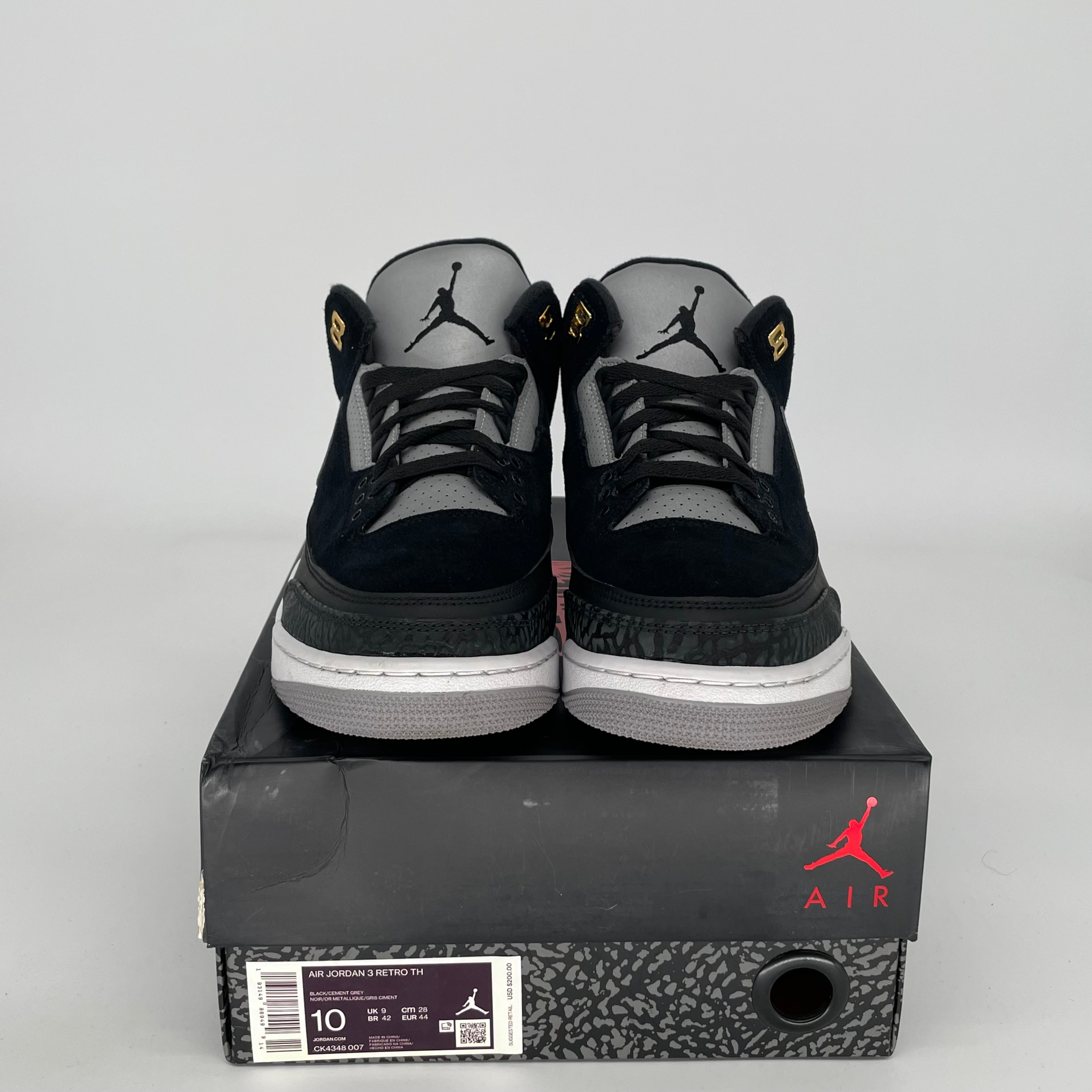 Original Air Jordan 3 Tinker Black Cement Gold Men's Basketball Shoes Size 10 - CK4348-007 for Sneaker Collectors & Streetwear Fashion