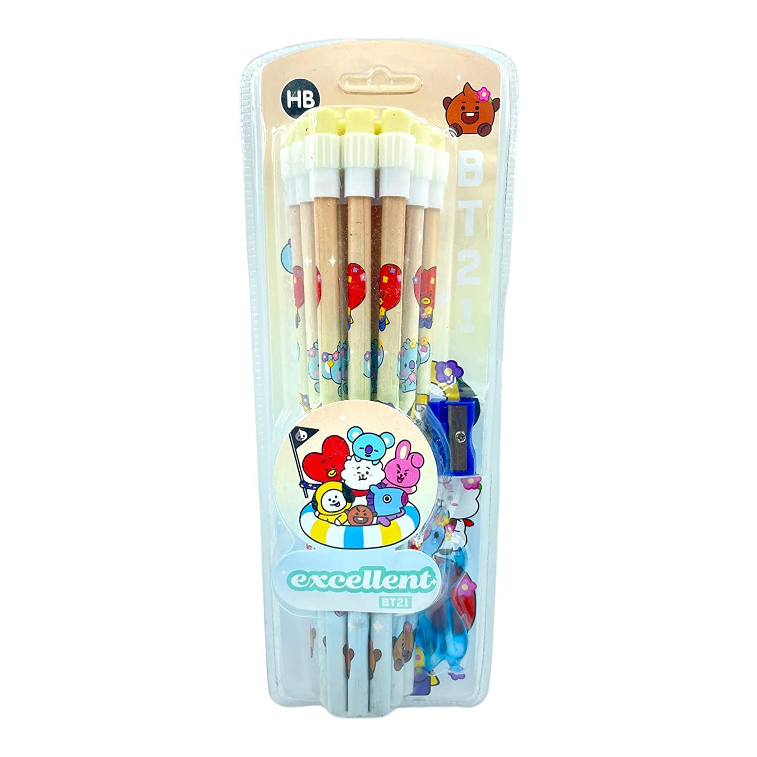 CREATURE Stylish Pencils Stationery Kit - Premium Pencil Set with Erasers & Sharpener for Kids, Boys & Girls | Perfect for School, Art Class & Birthday Return Gifts | Back to School Supplies & Creative Drawing (PENCL-SET-01-BT21-YLW)