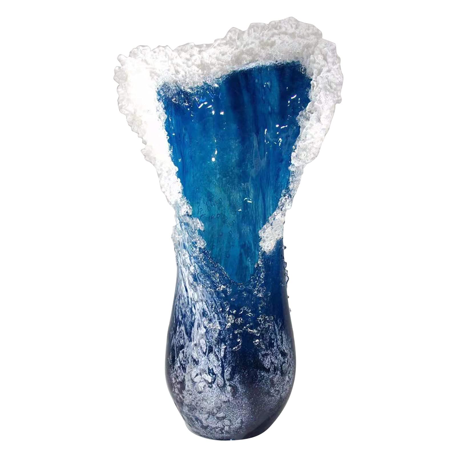 Creative Wave Shape Resin Vase - Blue Handmade Home Decor for Living Room, Bedroom & Office | Modern Bright-Colored Flower Vase for Centerpieces, Wedding Decor & Gift Ideas