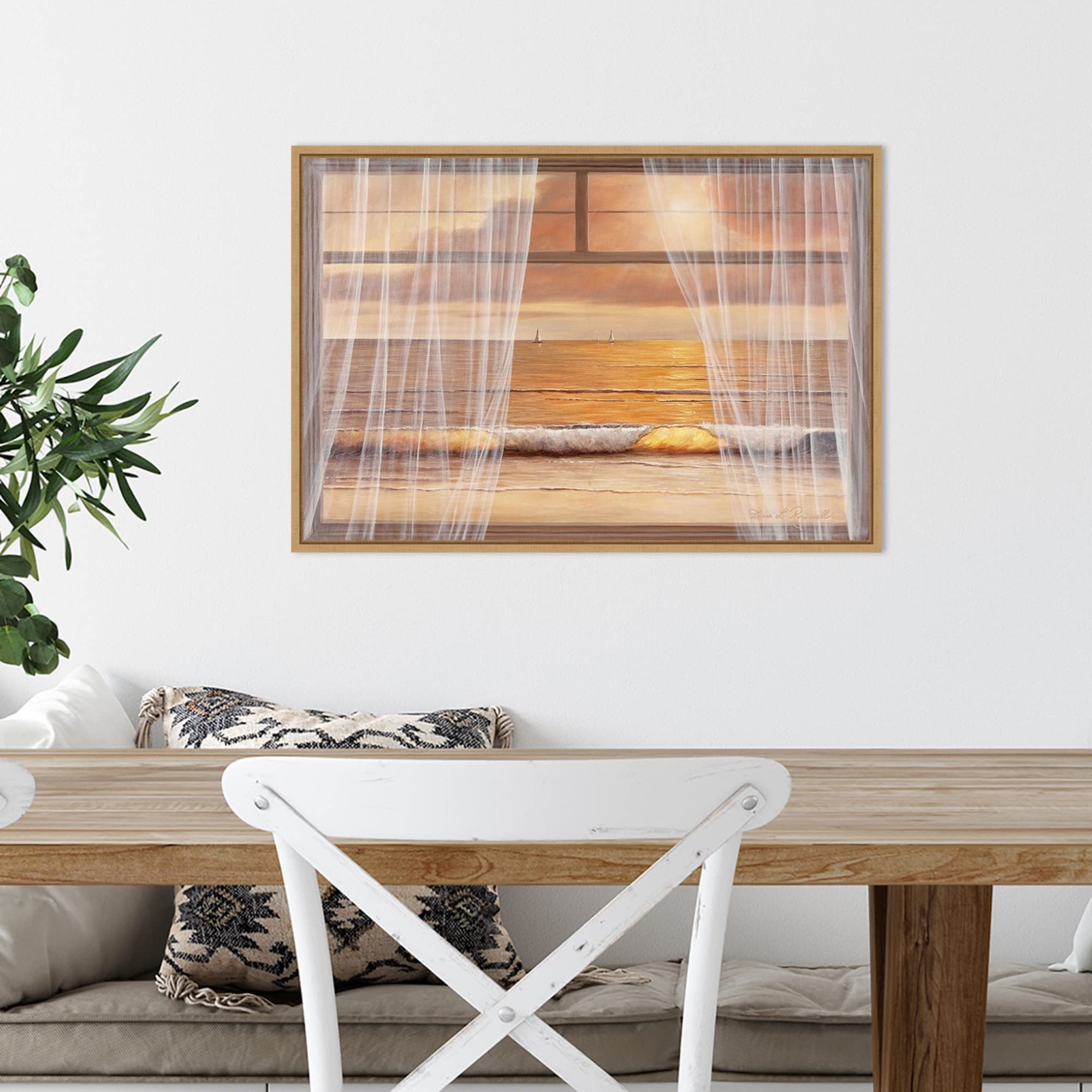 Amanti Art Framed Canvas Wall Art - 16x23 Sunset Painting by Diane Romanello, Beach Landscape Artwork, Modern Home Decor for Living Room, Bedroom & Kitchen | Perfect for Coastal & Contemporary Interior Design