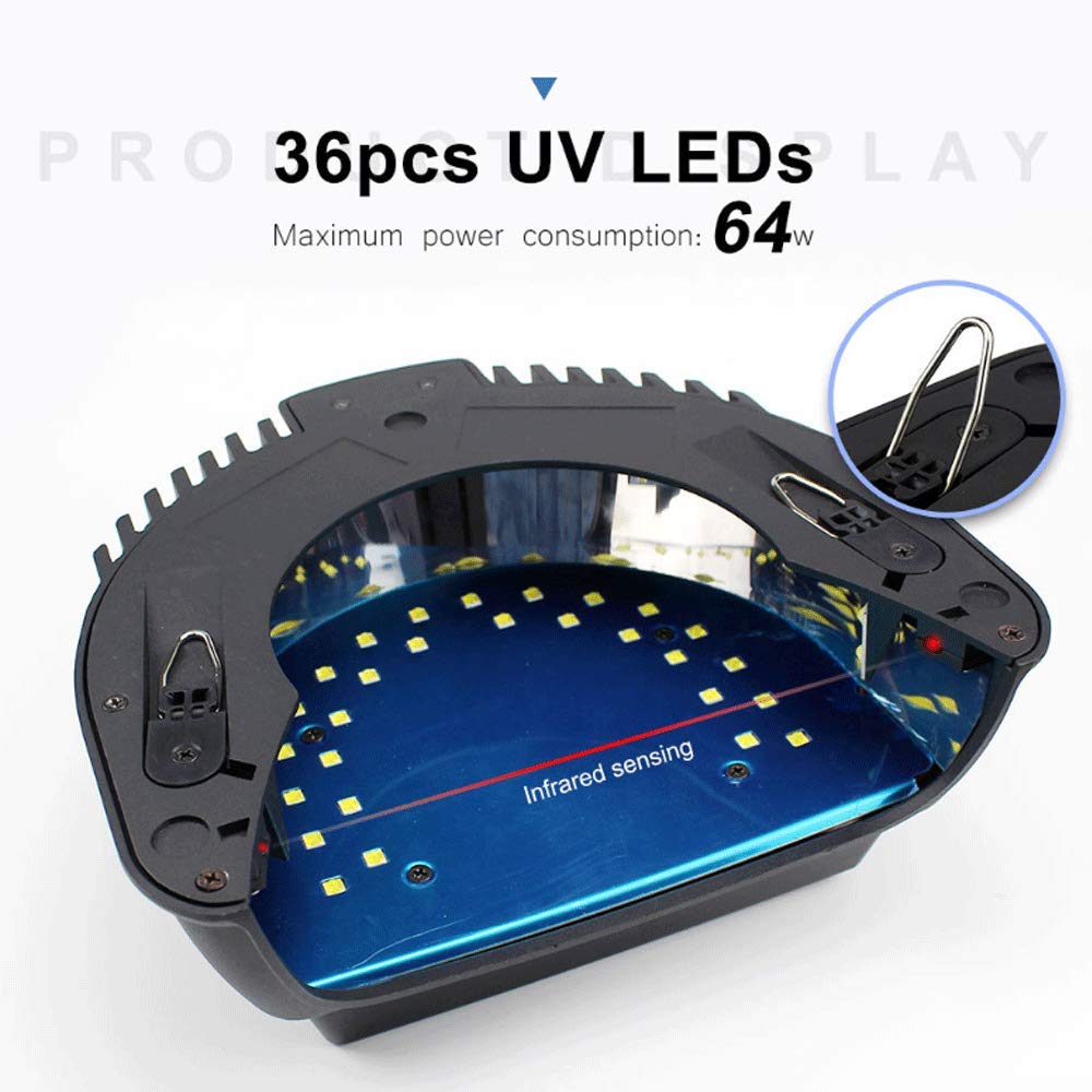64W Wireless Rechargeable UV LED Nail Lamp - Cordless Gel Nail Dryer with Built-in Lithium Battery for Professional Salon & Home Manicure - Perfect for Nail Art, Gel Polish Curing & DIY Nail Care (Black)