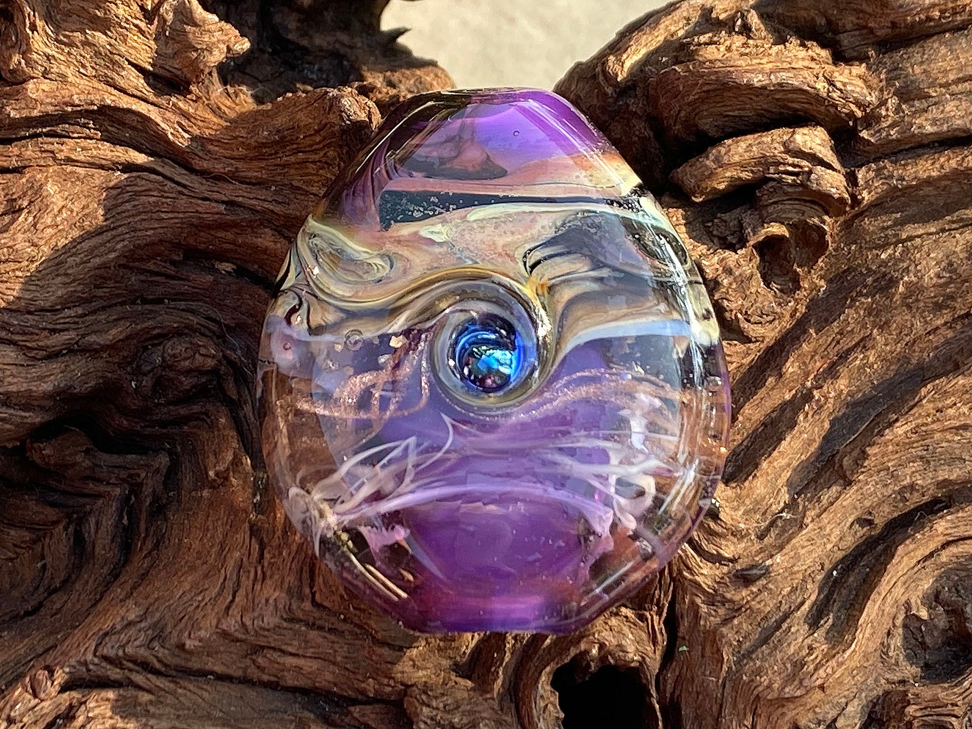 Violet Purple Organics Focal Lampwork Glass Bead for Jewelry Making - Handmade SRA Beads for Necklaces, Bracelets & DIY Crafts - Perfect for Boho, Hippie & Artistic Designs