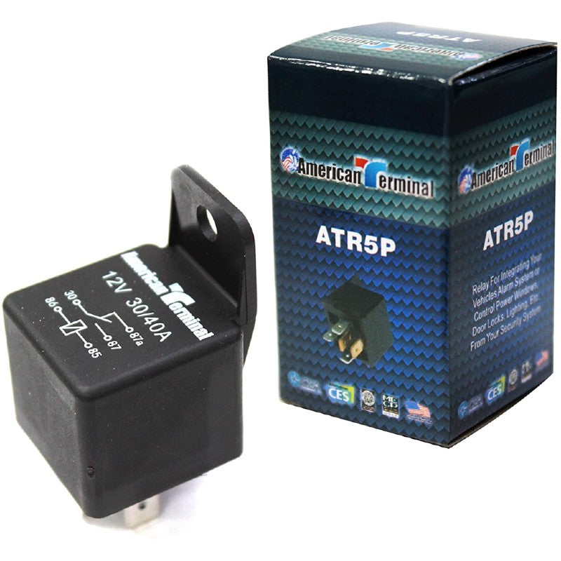 American Terminal ATR5P 12V DC Automotive Relay SPDT 30/40A 5-Pin - High Power Switching for Car, Truck & Marine Electrical Systems