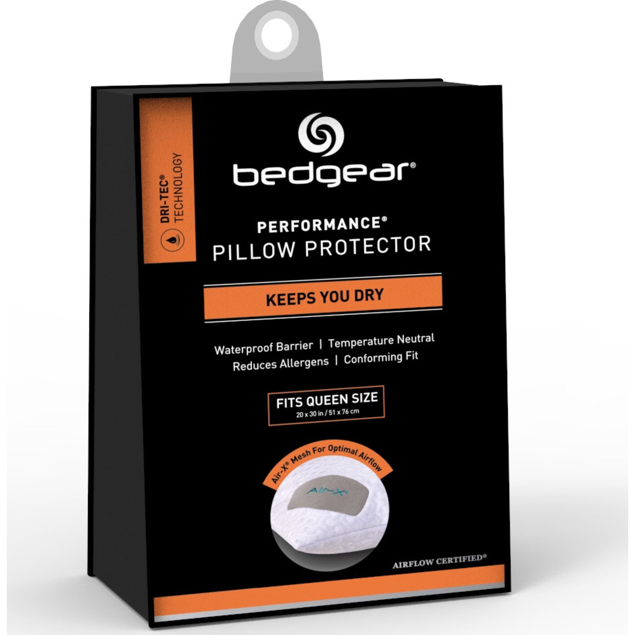 Bedgear Dri-Tec Waterproof Pillow Protector - Hypoallergenic & Breathable Pillow Cover for Allergies, Dust Mites & Sweat - Ideal for Hot Sleepers, Asthma & Allergy Sufferers - Fits Standard, Queen & King Size Pillows