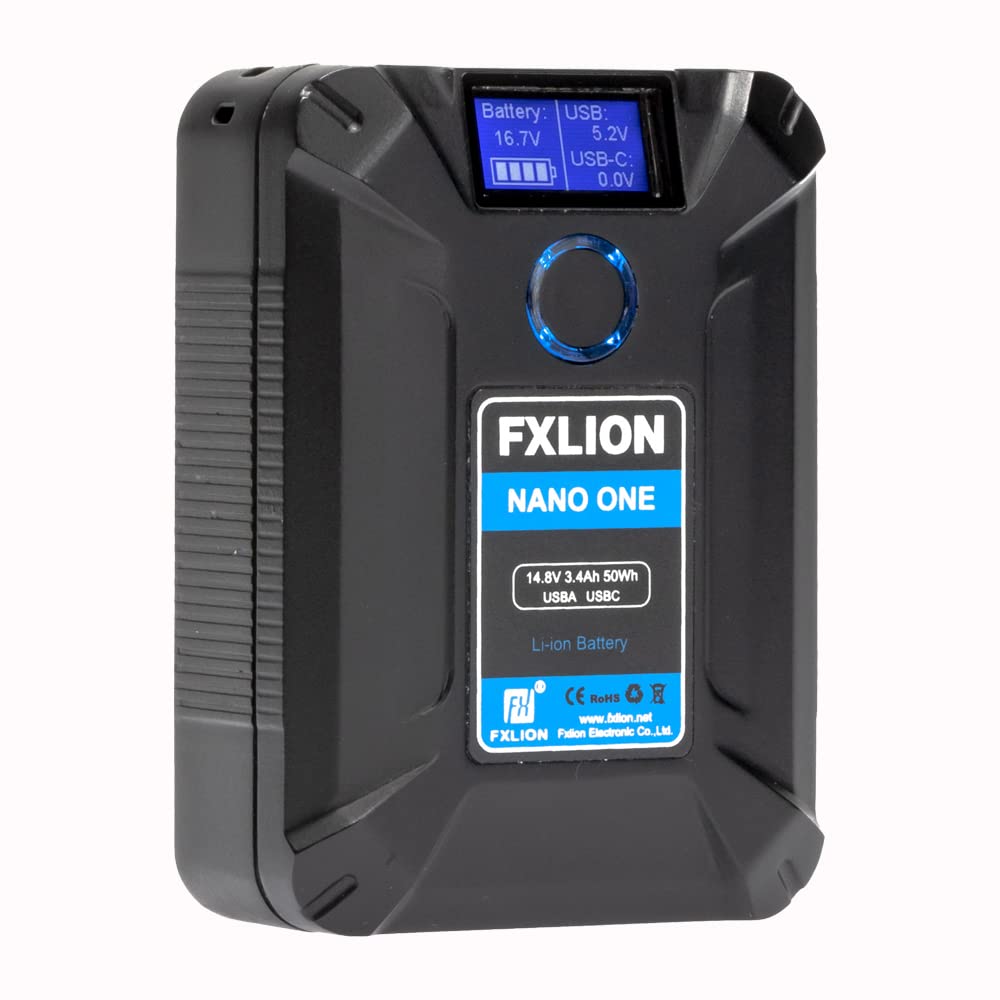 Nano ONE V Mount Battery 3400mAh (50Wh/14.8V) with D-TAP, USB-C, USB-A, Micro-USB Ports - Rechargeable V Lock Battery for DSLR Cameras, Camcorders, MacBook, LED Lights, Monitors - Perfect for Outdoor Photography, Video Shooting & On-the-Go Power Supply